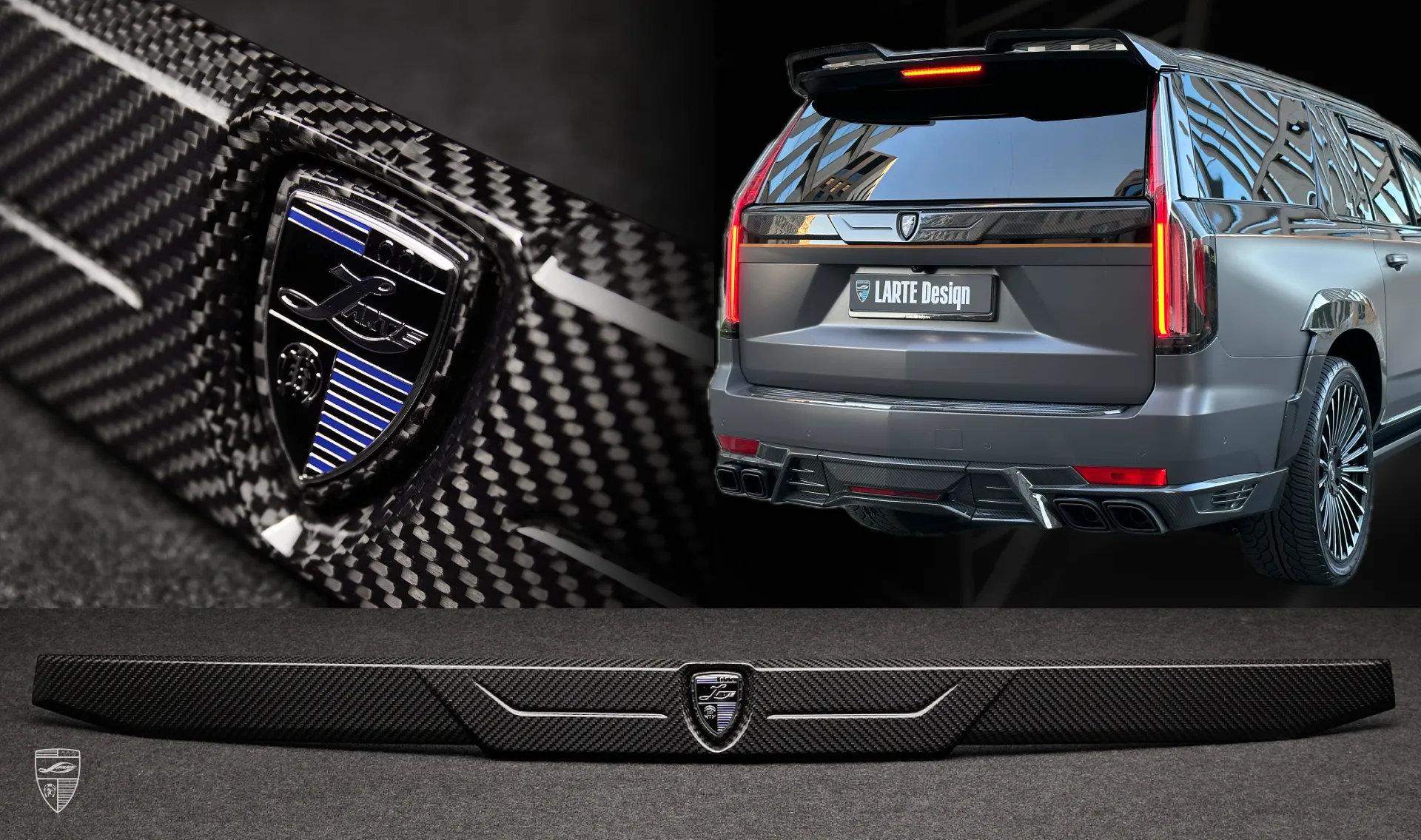 Carbon trunk lid trim upgrade for the family car Cadillac Escalade ESV GMT 1XX from LARTE Design