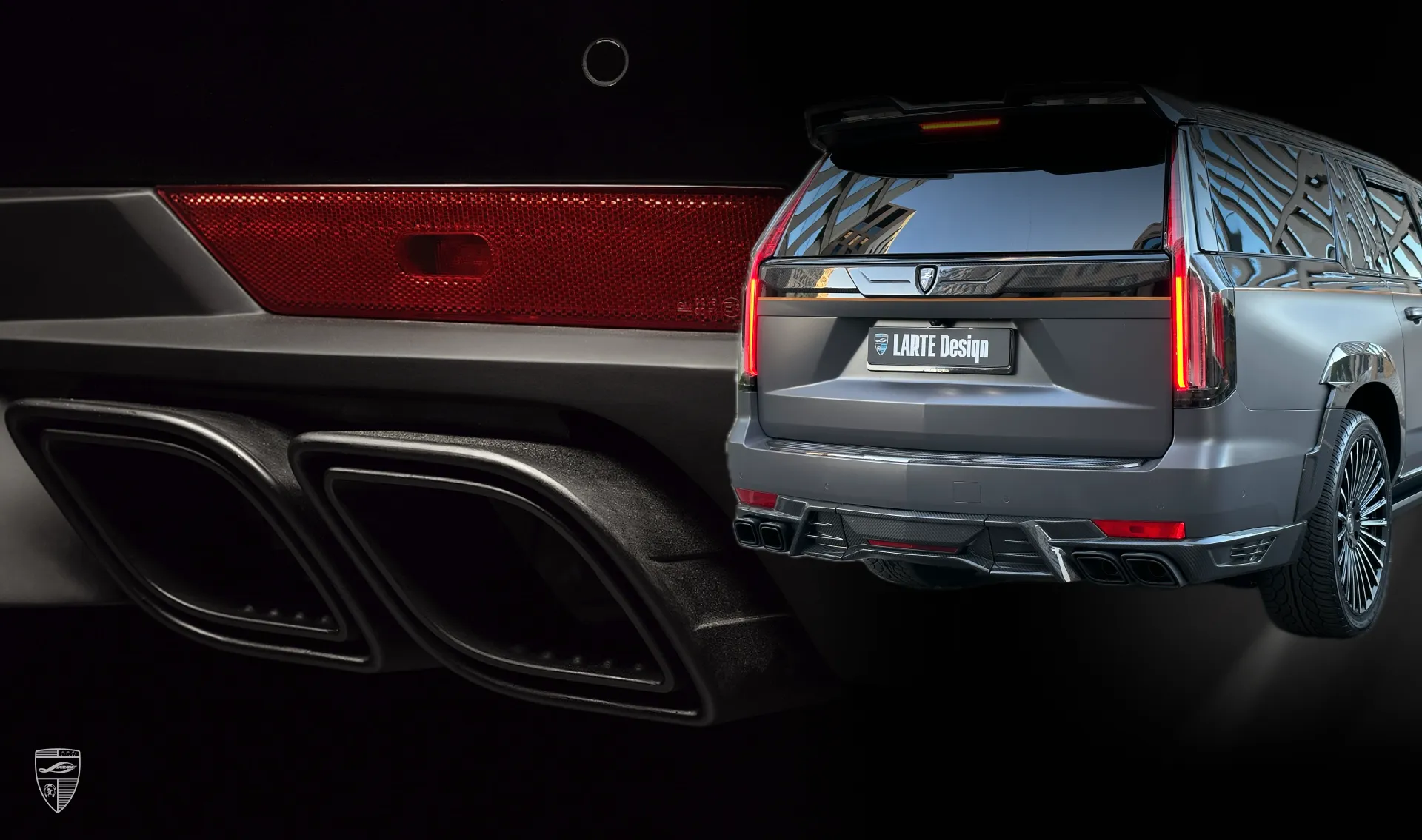 Double exhaust tips for your Cadillac Escalade ESV GMT 1XX in a conversion kit from LARTE Design