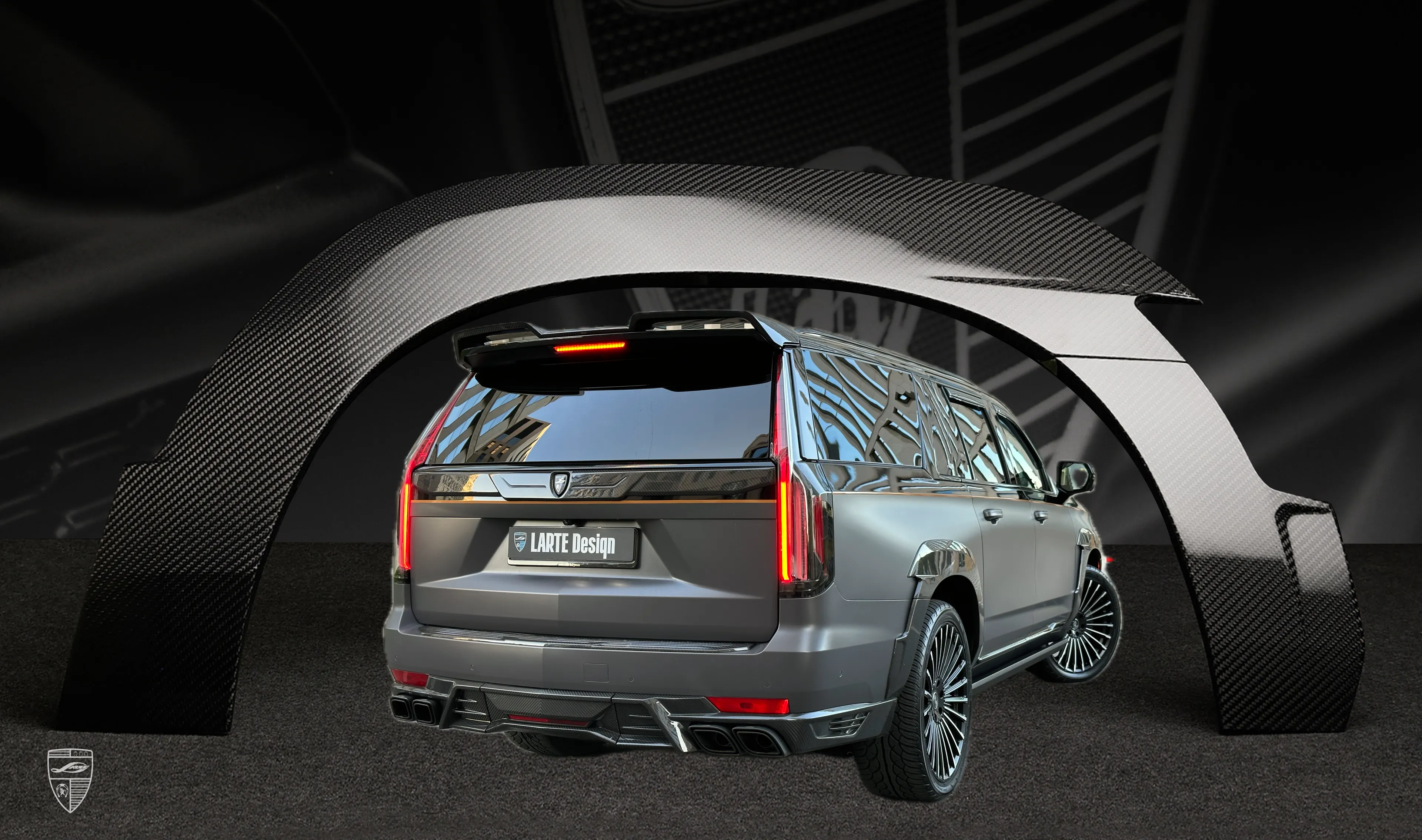 Carbon rear arch extensions upgrade for your SUV Cadillac Escalade ESV GMT 1XX from LARTE Design