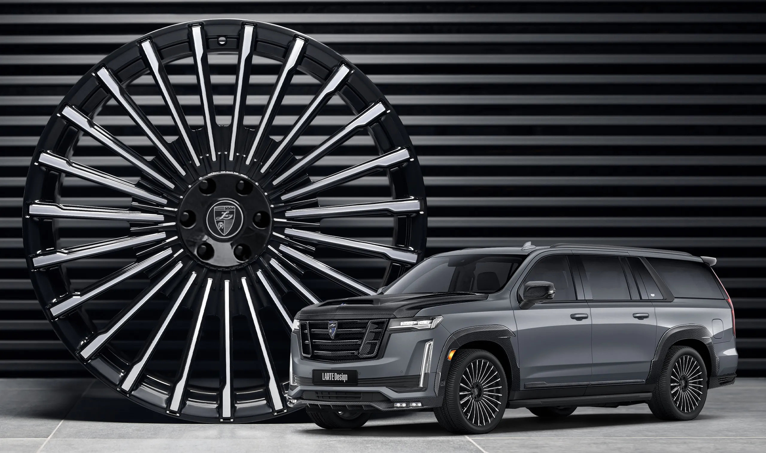 Forged rims upgrade for the luxury car Cadillac Escalade ESV GMT 1XX from LARTE Design