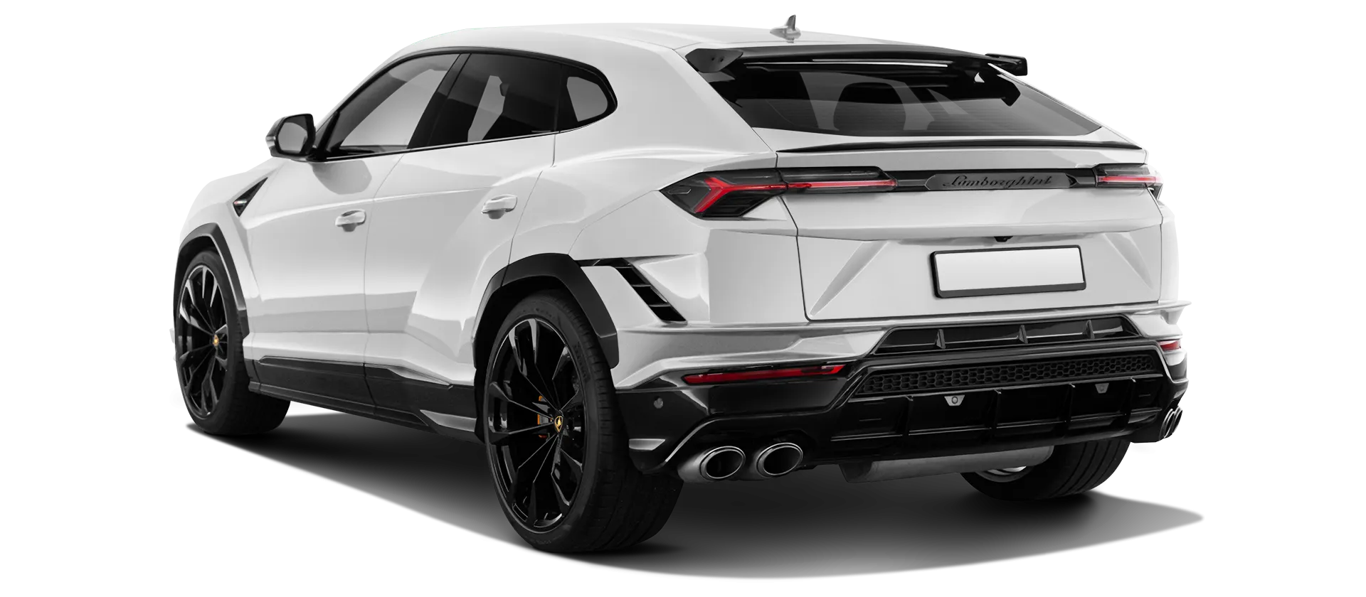 Lamborghini URUS S / Performante serienmäßige Rückansicht in Bianco Icarus Lamborghini URUS S / Performante serienmäßige Rückansicht in Bianco Icarus Farbe