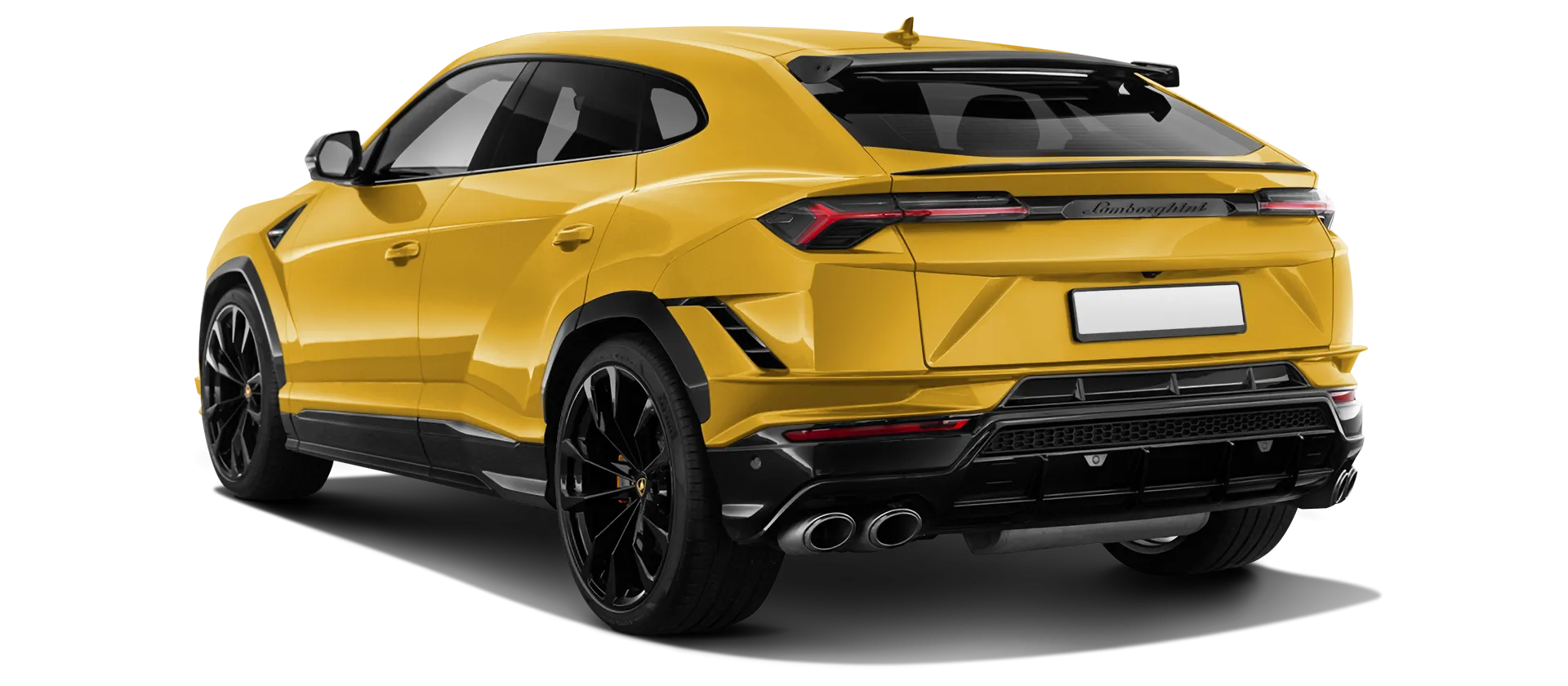 Lamborghini URUS S / Performante serienmäßige Rückansicht in Giallo Inti Lamborghini URUS S / Performante serienmäßige Rückansicht in Giallo Inti Farbe
