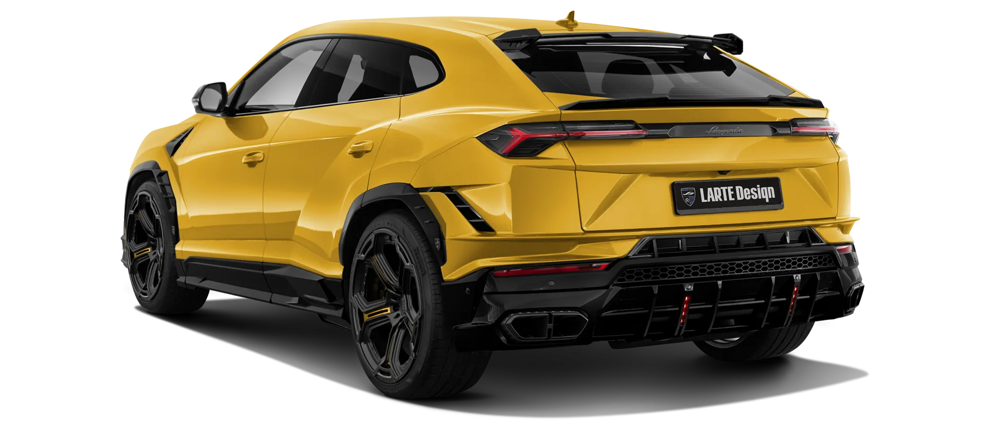 Lamborghini URUS S / Performante with painted body kit: rear view shown in Giallo Inti