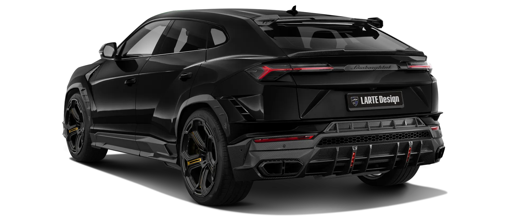 Lamborghini URUS S / Performantemit Karbon-Rückansicht in Nero Helene Lamborghini URUS S / Performante mit Karbon-Karosserie-Kit: Rückansicht in Nero Helene