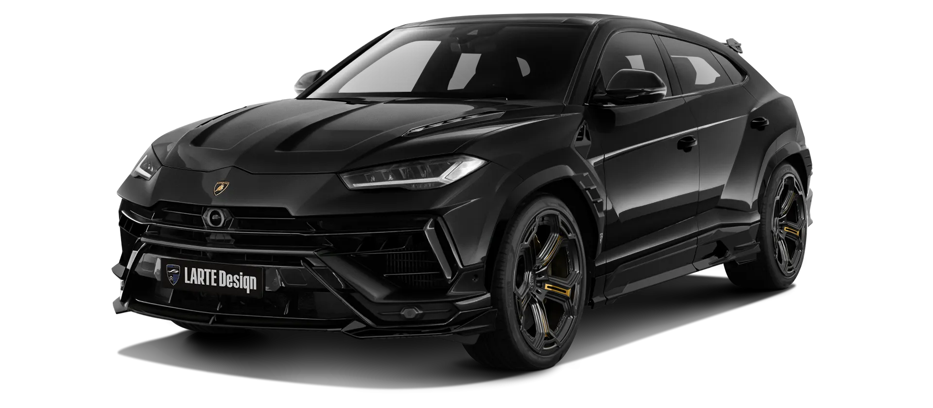 Lamborghini URUS S / Performante mit lackierte Frontansicht in Nero Helene Lamborghini URUS S / Performante mit lackiertem Karosserie-Kit: Frontansicht in Nero Helene