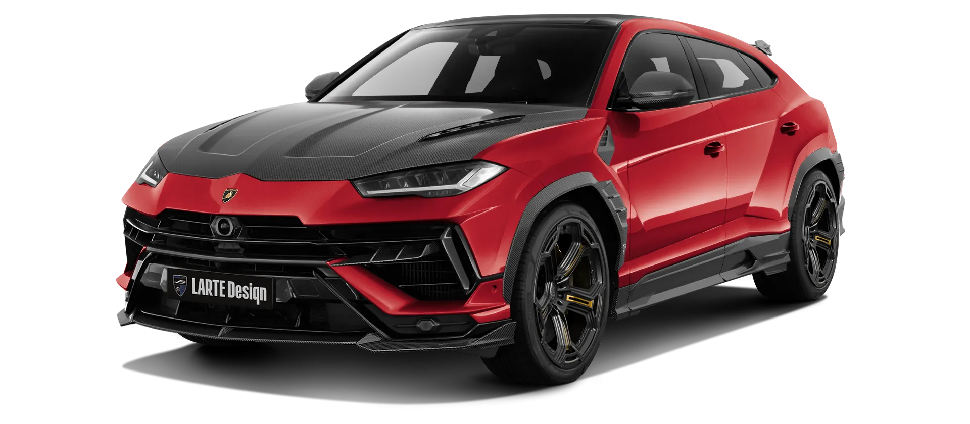 Lamborghini URUS S / Performante Karbon-Frontansicht in Rosso Anteros Lamborghini URUS S / Performante mit Karbon-Karosserie-Kit: Frontansicht in Rosso Anteros