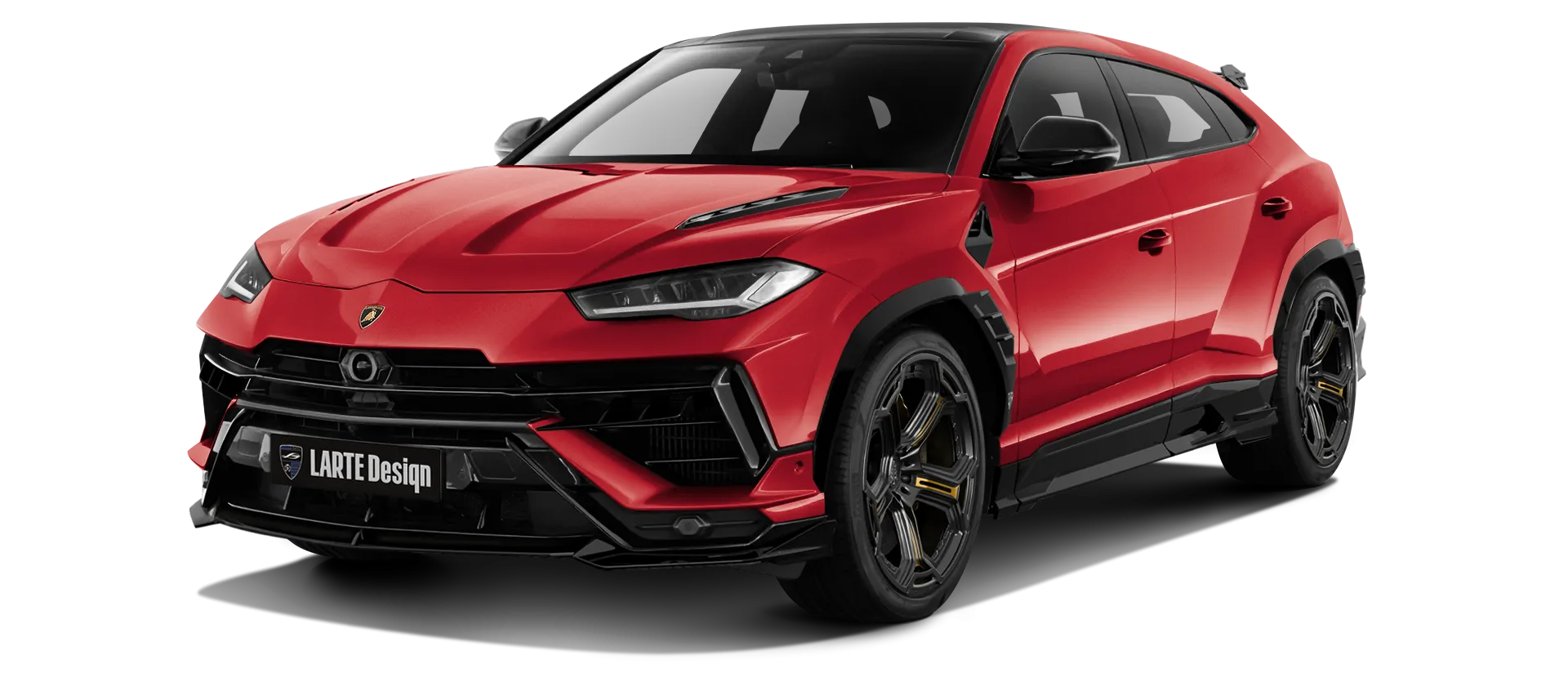 Lamborghini URUS S / Performante mit lackierte Frontansicht in Rosso Anteros Lamborghini URUS S / Performante mit lackiertem Karosserie-Kit: Frontansicht in Rosso Anteros