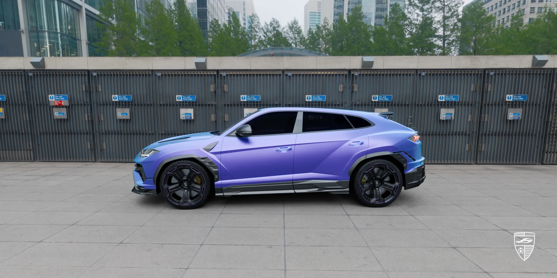 Modifizierter Lambo SUV 2026: URUS S in blauem Gradienten mit Widebody, sportlichem Stil