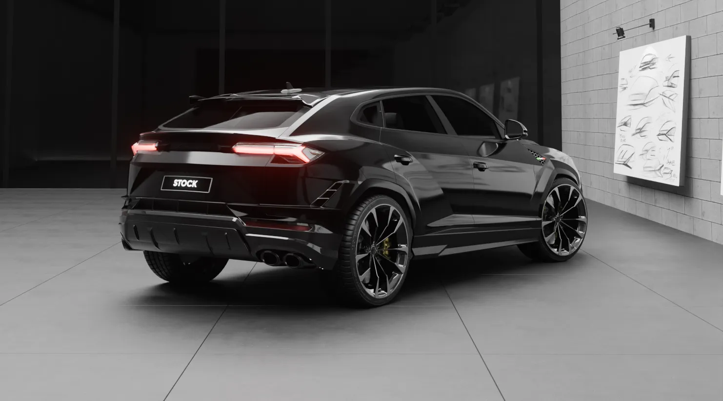 Rückansicht eines Lamborghini URUS S / Performante mit einem Karosserie-Kit für ein individuelles Erscheinungsbild