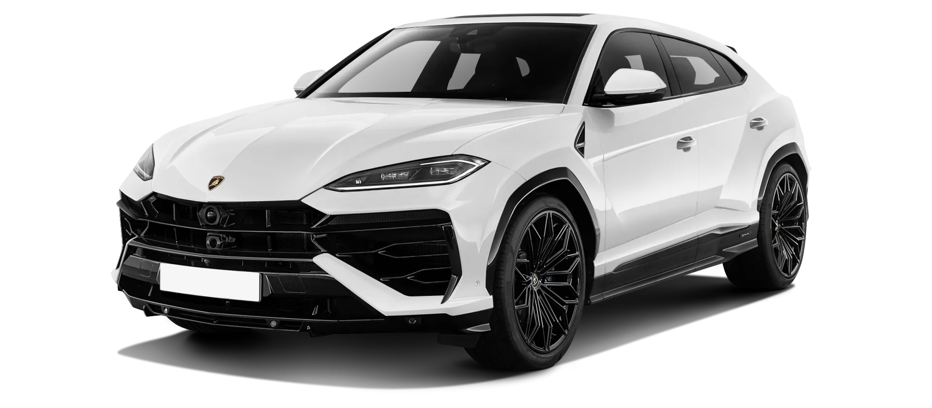 Lamborghini URUS SE stock front view in Bianco Icarus color