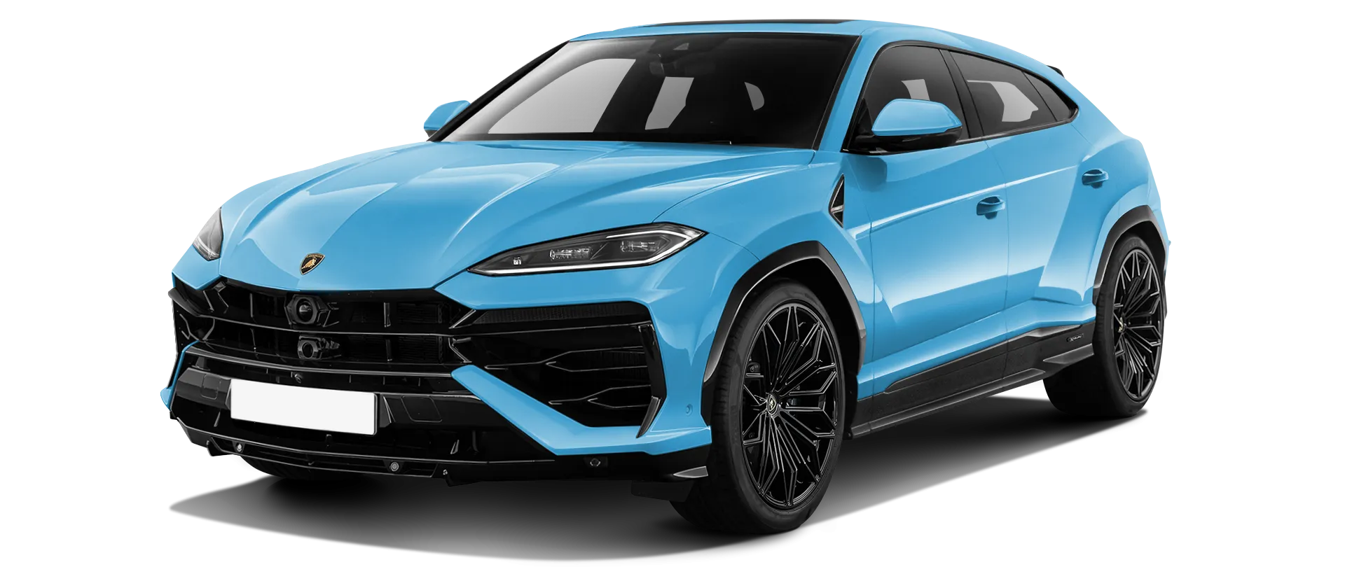 Lamborghini URUS SE stock front view in Blu Cepheus color