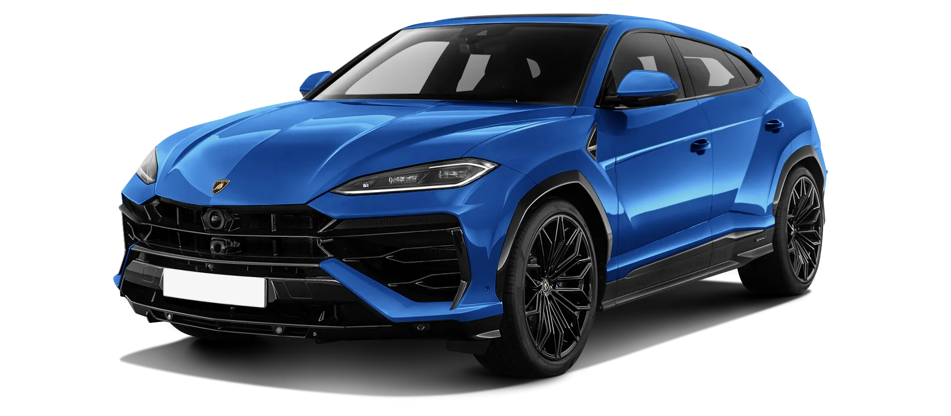 Lamborghini URUS SE stock front view in Blu Nethus color
