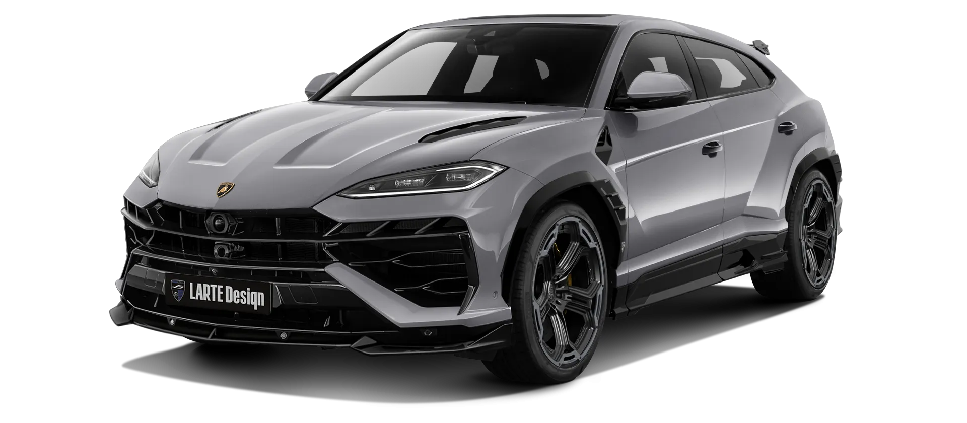 Lamborghini URUS SE with painted body kit: front view shown in Grigio Keres