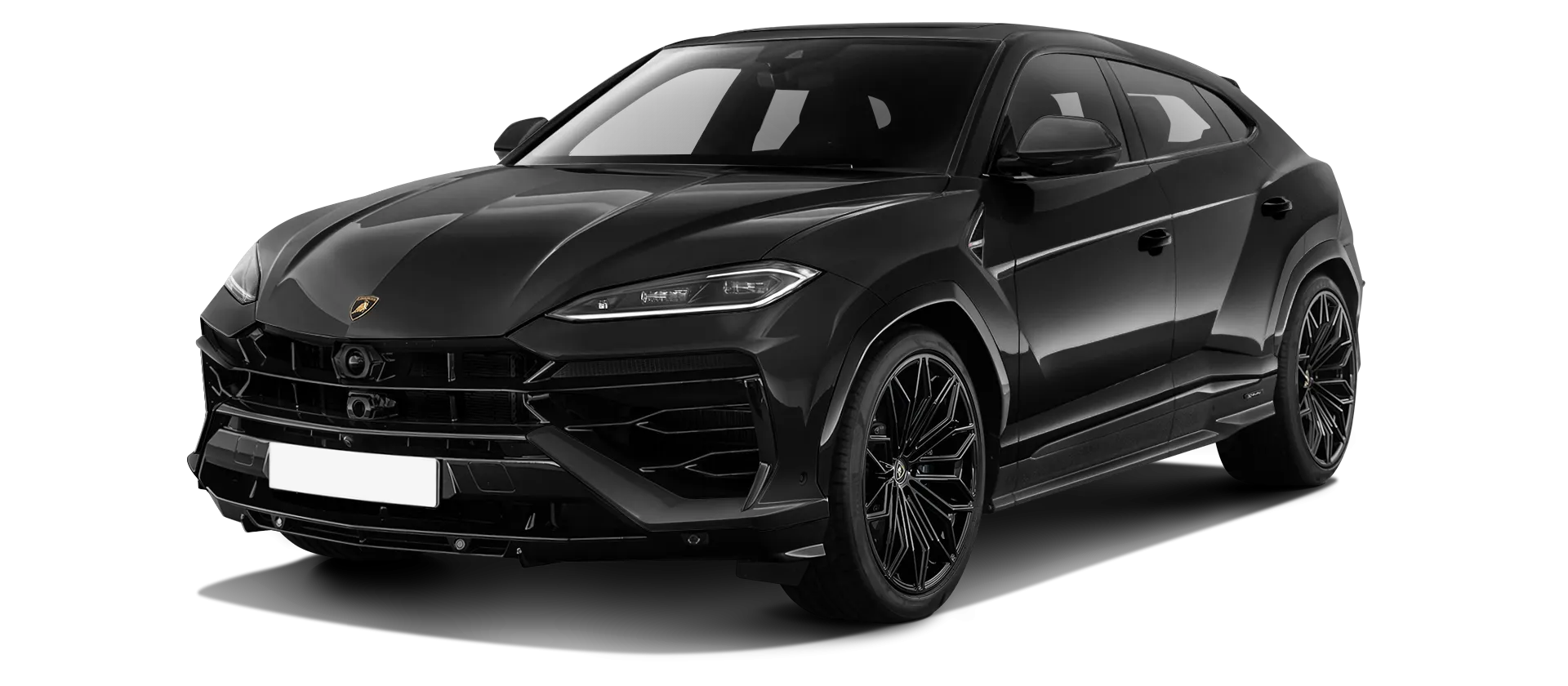 Lamborghini URUS SE stock front view in Nero Helene color