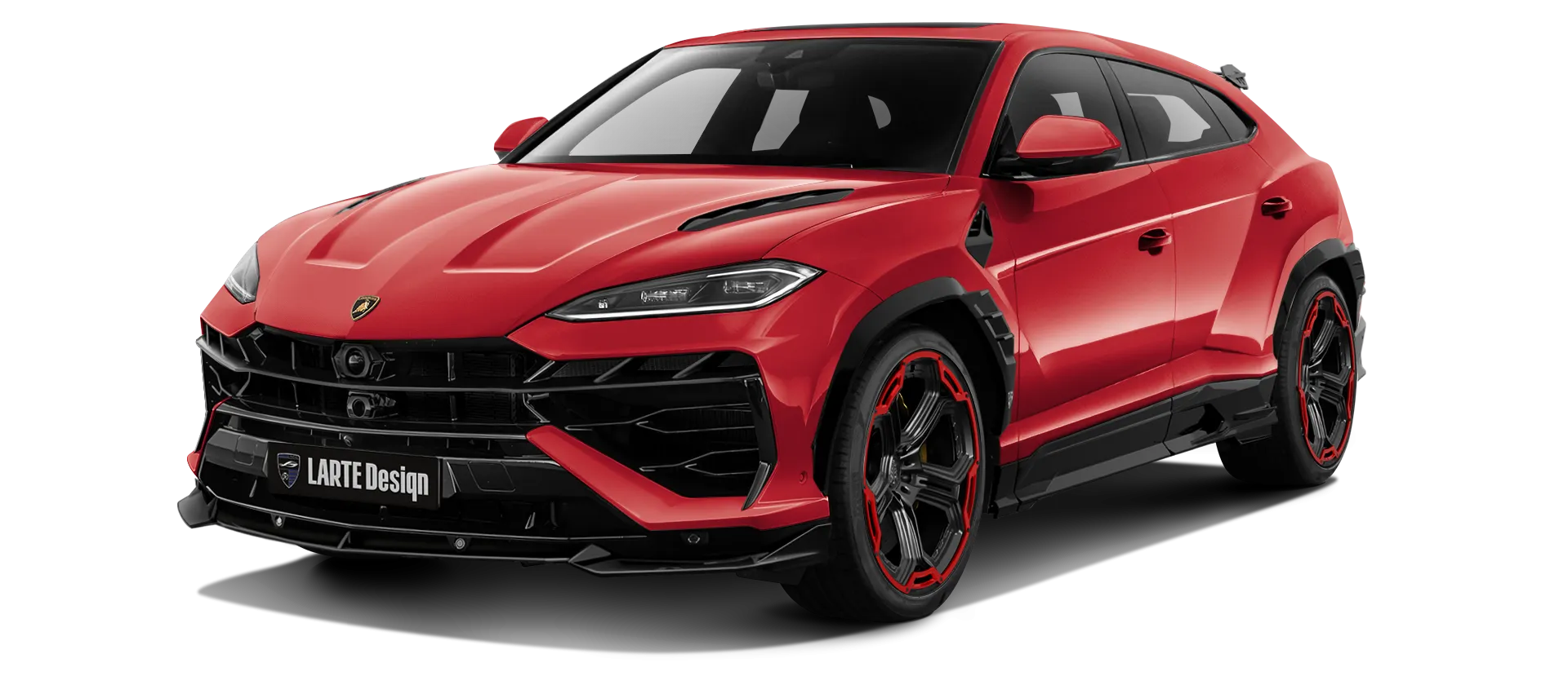 Lamborghini URUS SE with painted body kit: front view shown in Rosso Anteros