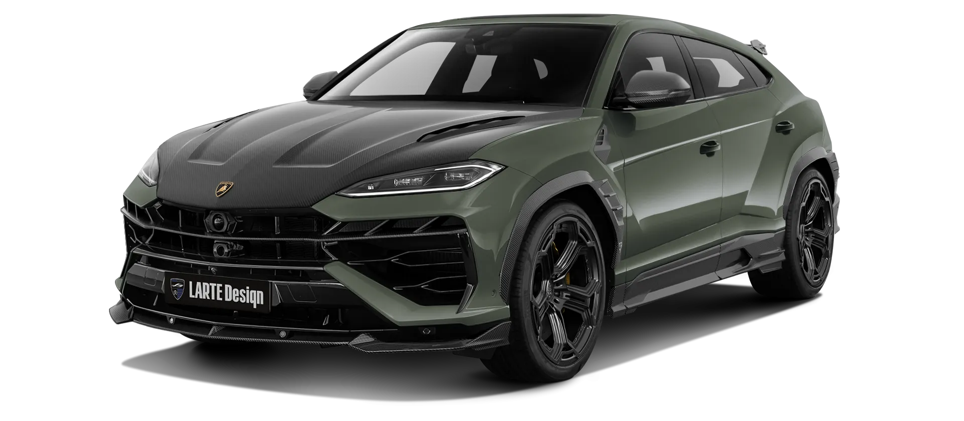 Lamborghini URUS SE with carbon body kit: front view shown in Verde Ermes
