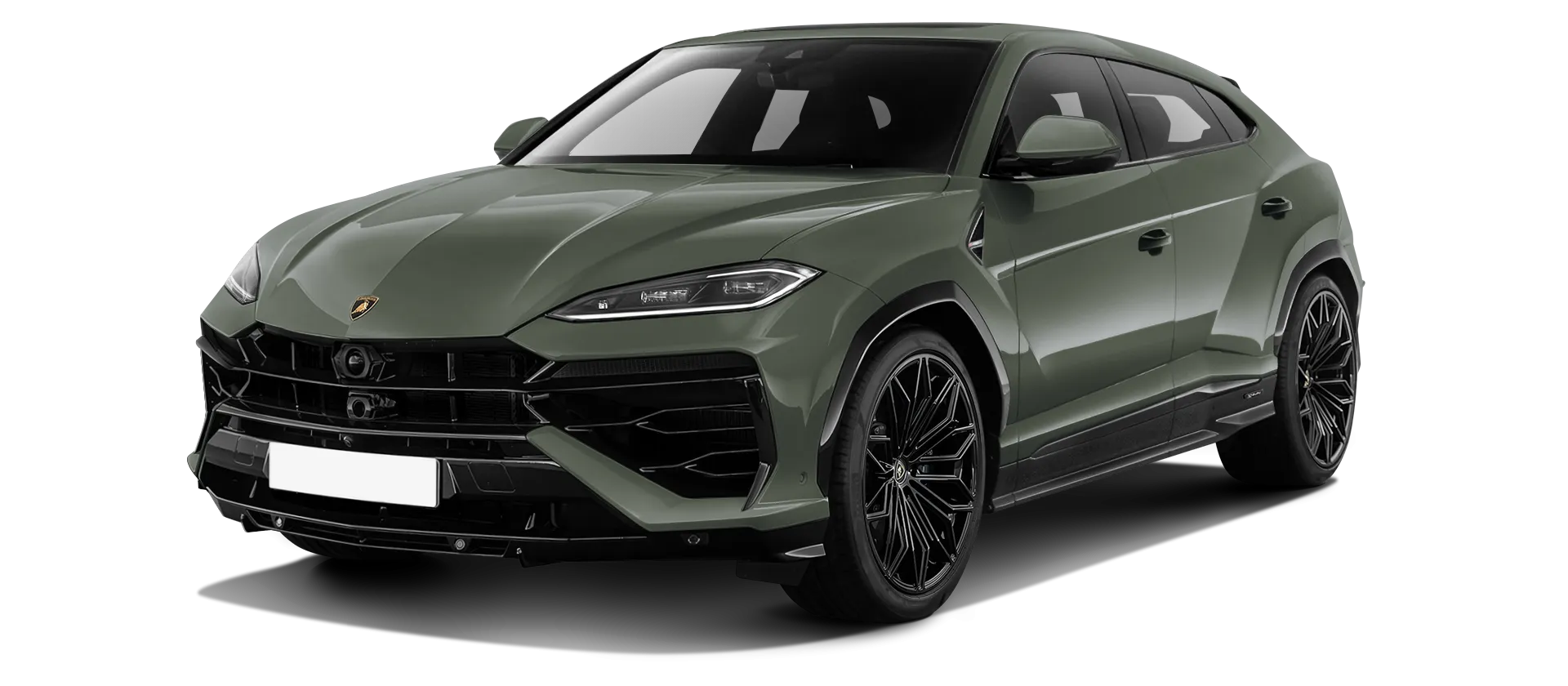 Lamborghini URUS SE stock front view in Verde Ermes color