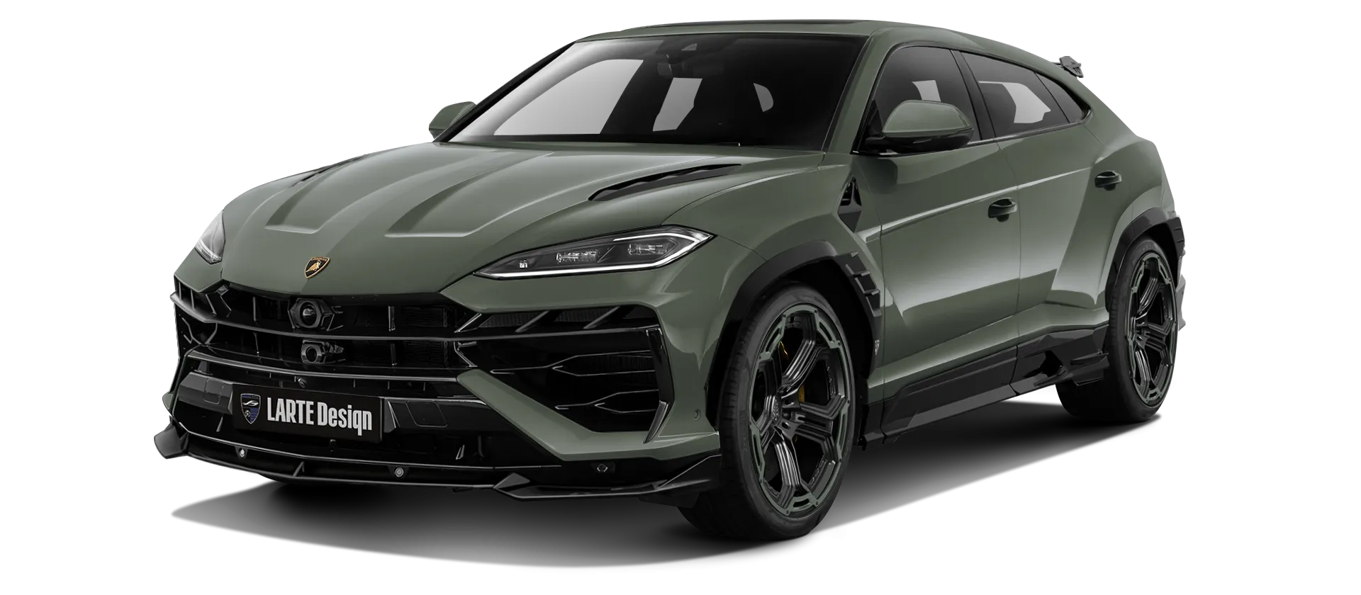 Lamborghini URUS SE with painted body kit: front view shown in Verde Ermes