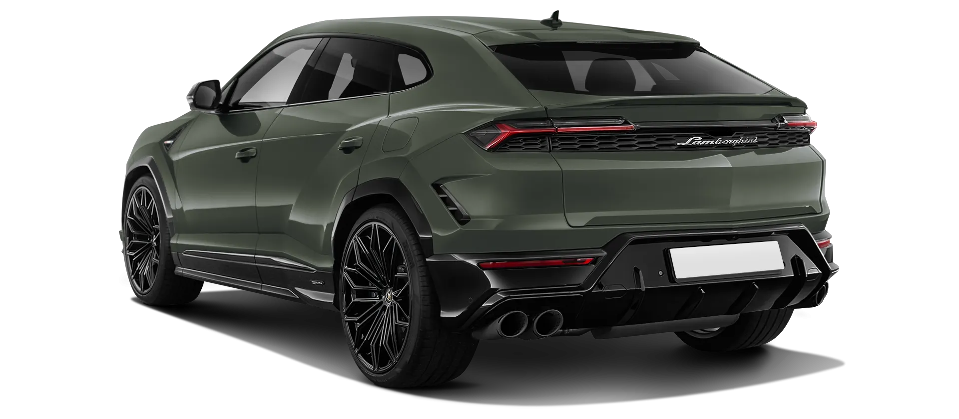 Lamborghini URUS SE stock rear view in Verde Ermes color