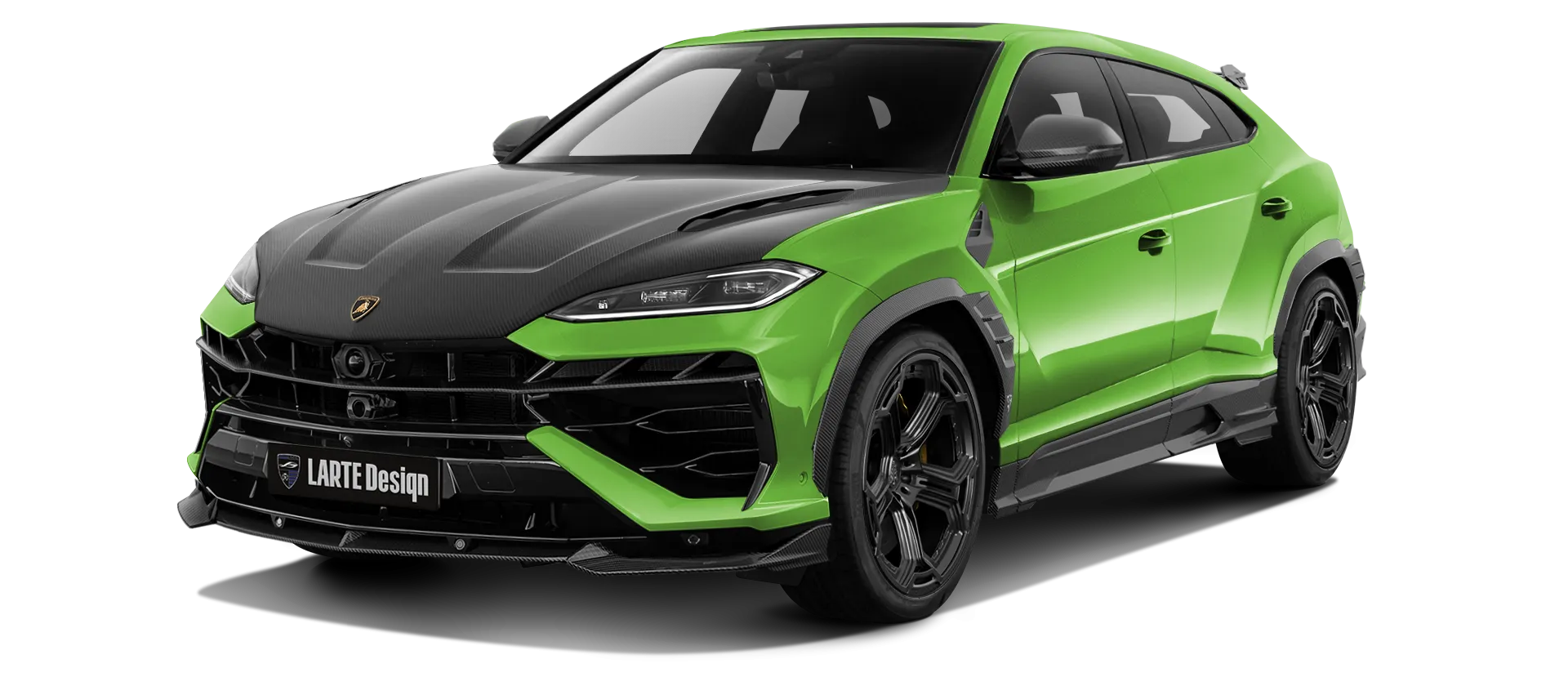 Lamborghini URUS SE with carbon body kit: front view shown in Verde Mantis