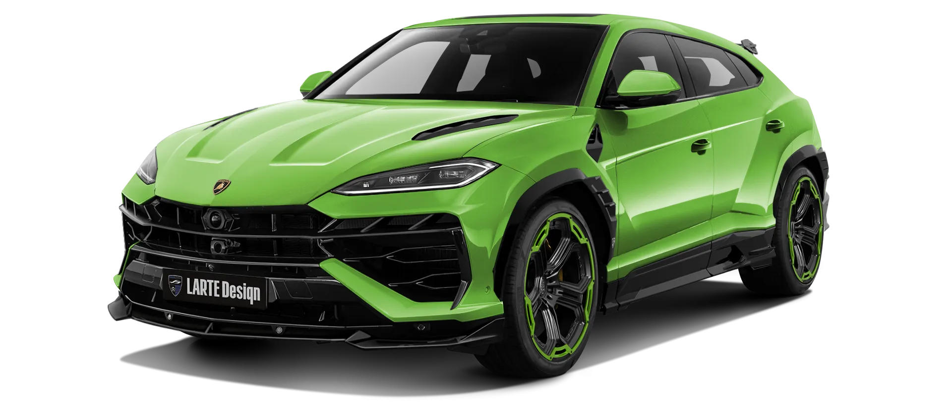 Lamborghini URUS SE with painted body kit: front view shown in Verde Mantis