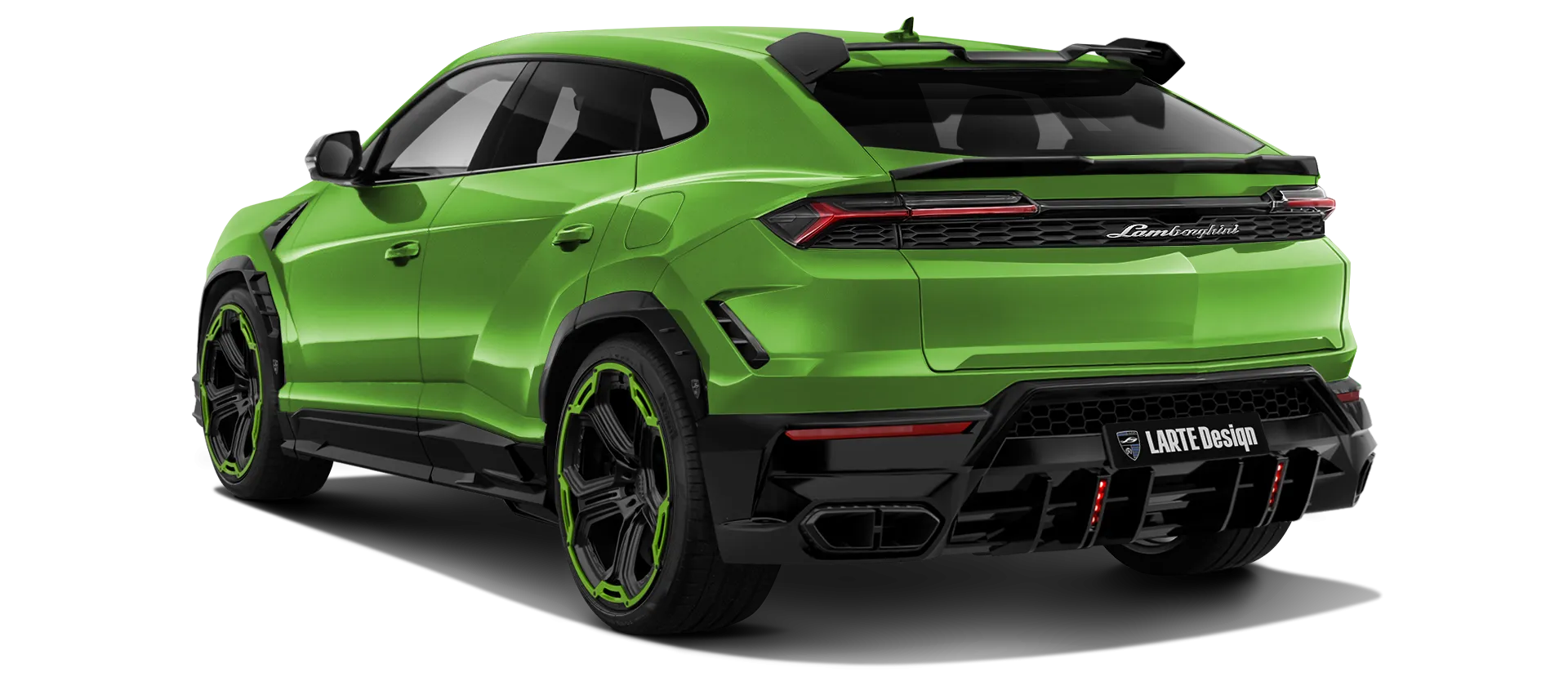 Lamborghini URUS SE with painted body kit: rear view shown in Verde Mantis