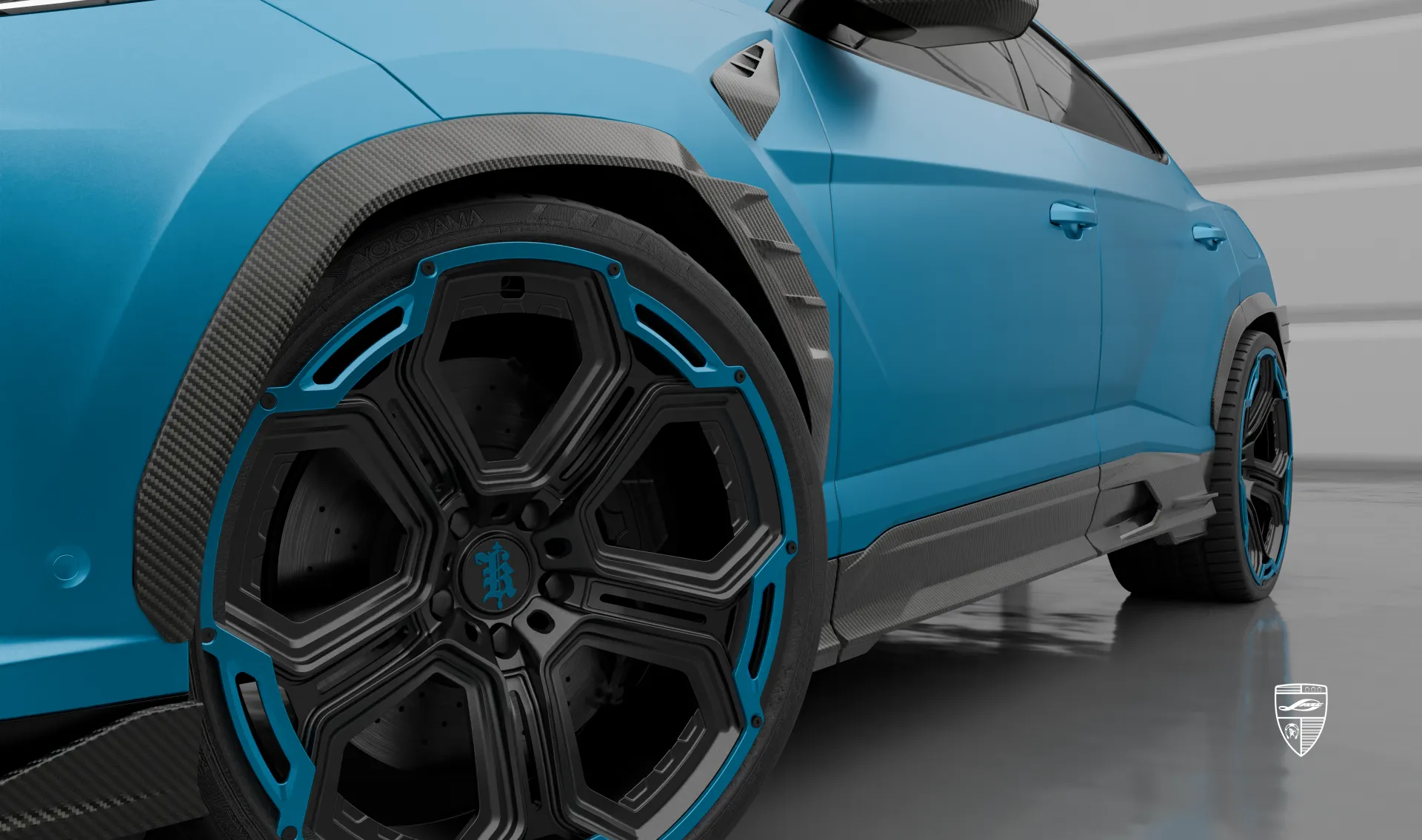 Front arch extensions upgrade for the sports car Lamborghini URUS SE from LARTE Design