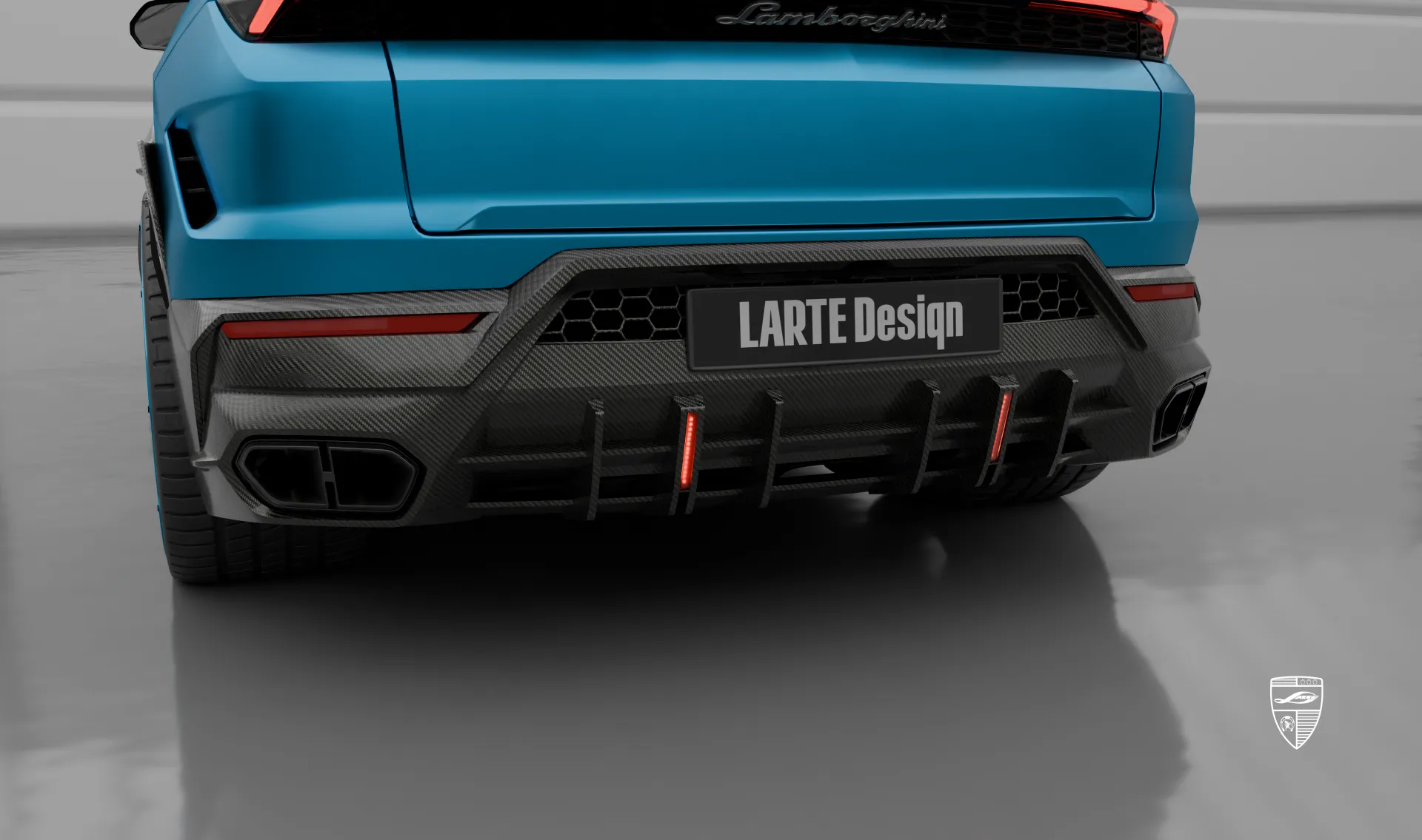 Rear diffuser upgrade for the luxury car Lamborghini URUS SE from LARTE Design