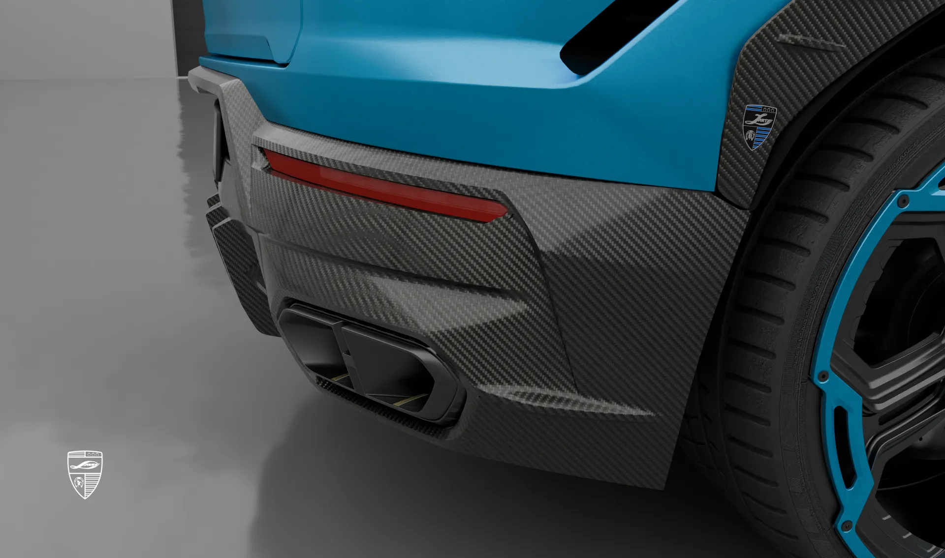 Rear diffuser upgrade for the sports car Lamborghini URUS SE from LARTE Design