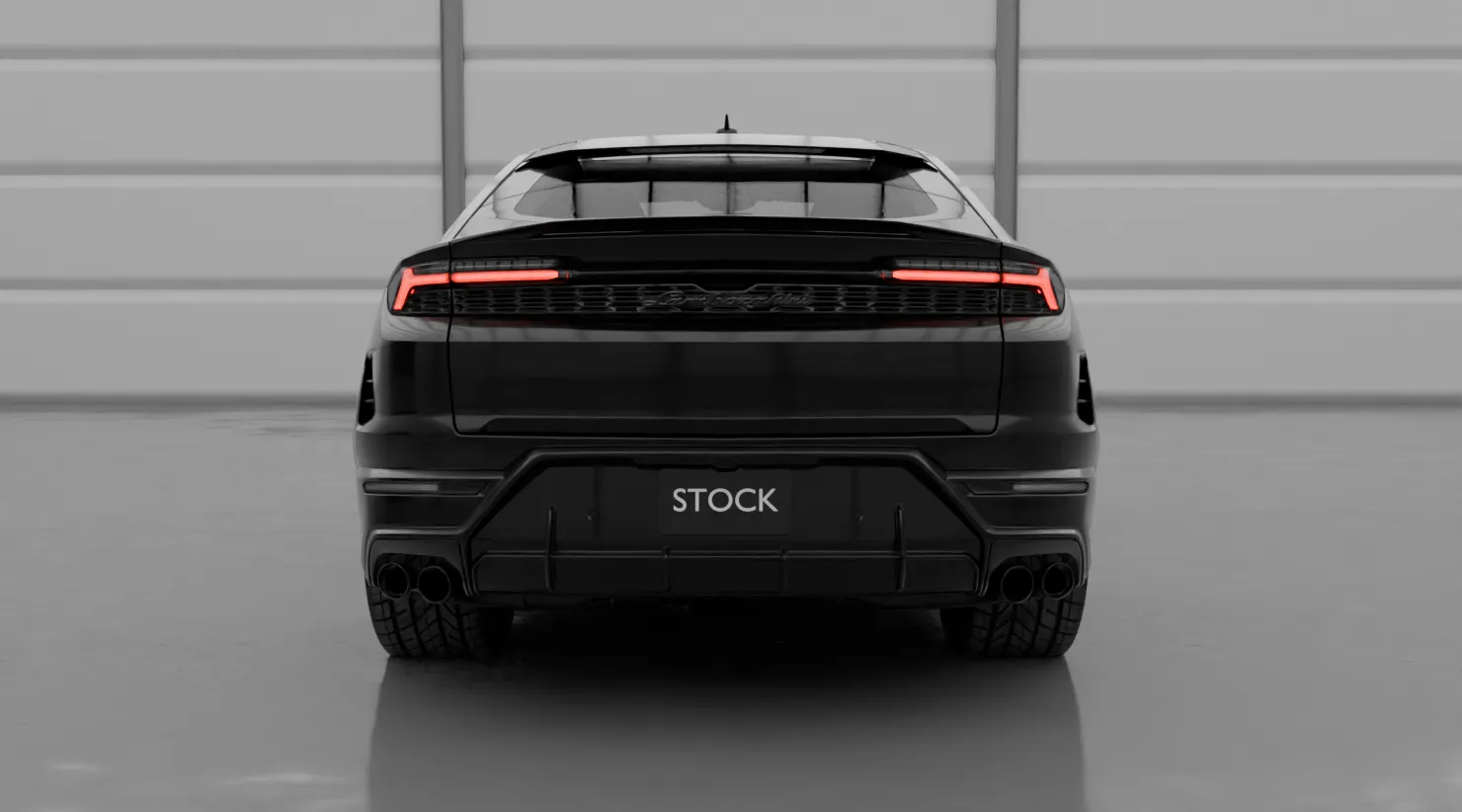 Rear view on a Lamborghini URUS SE with a body kit giving the car a custom appearance