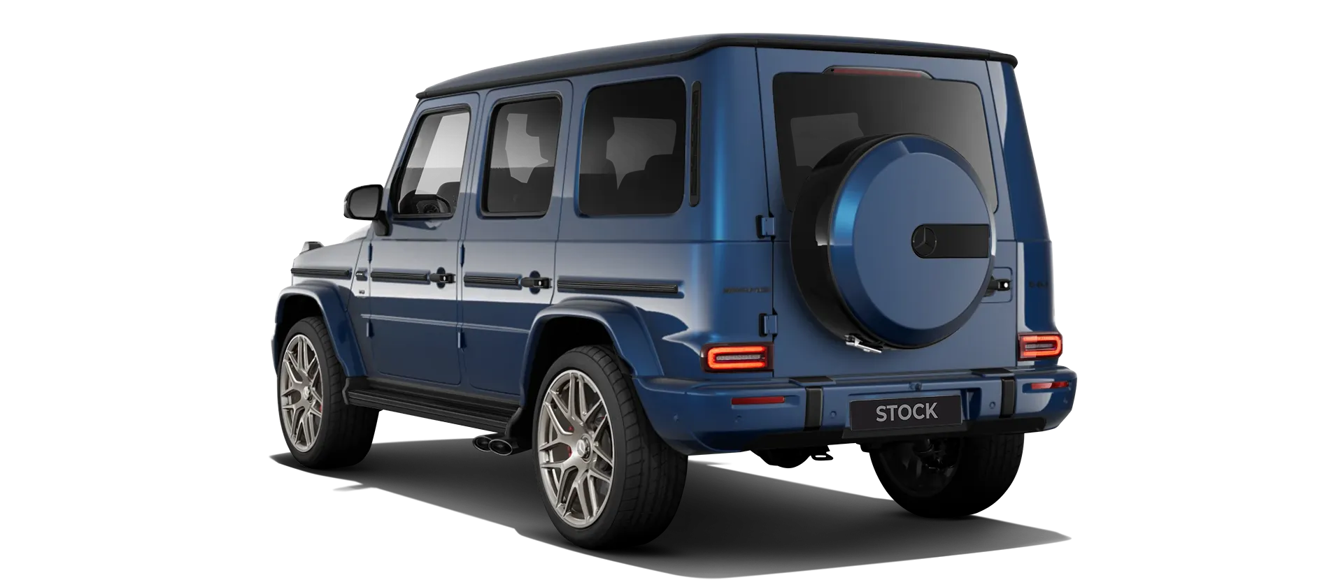 MERCEDES G 63 W463A FACELIFT 2024 - 2026 WIDEBODY stock rear view in Brilliant Blue color