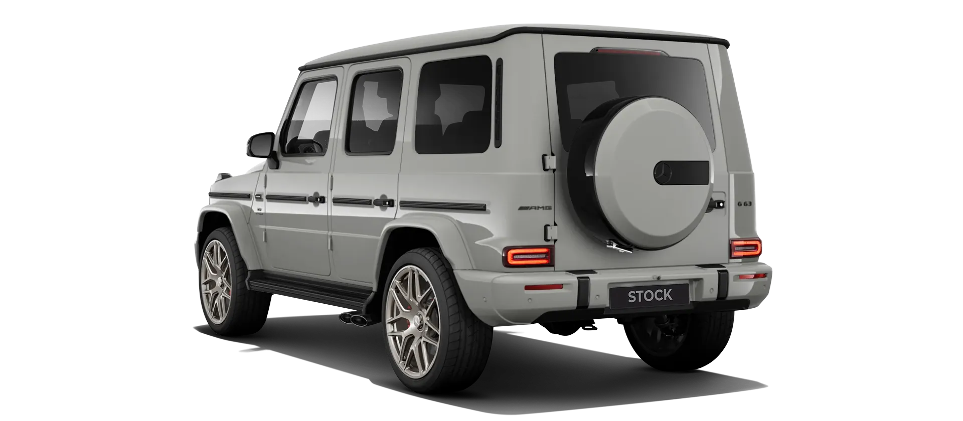 MERCEDES G 63 W463A FACELIFT 2024 - 2026 WIDEBODY with painted body kit: rear view shown in Classic Grey