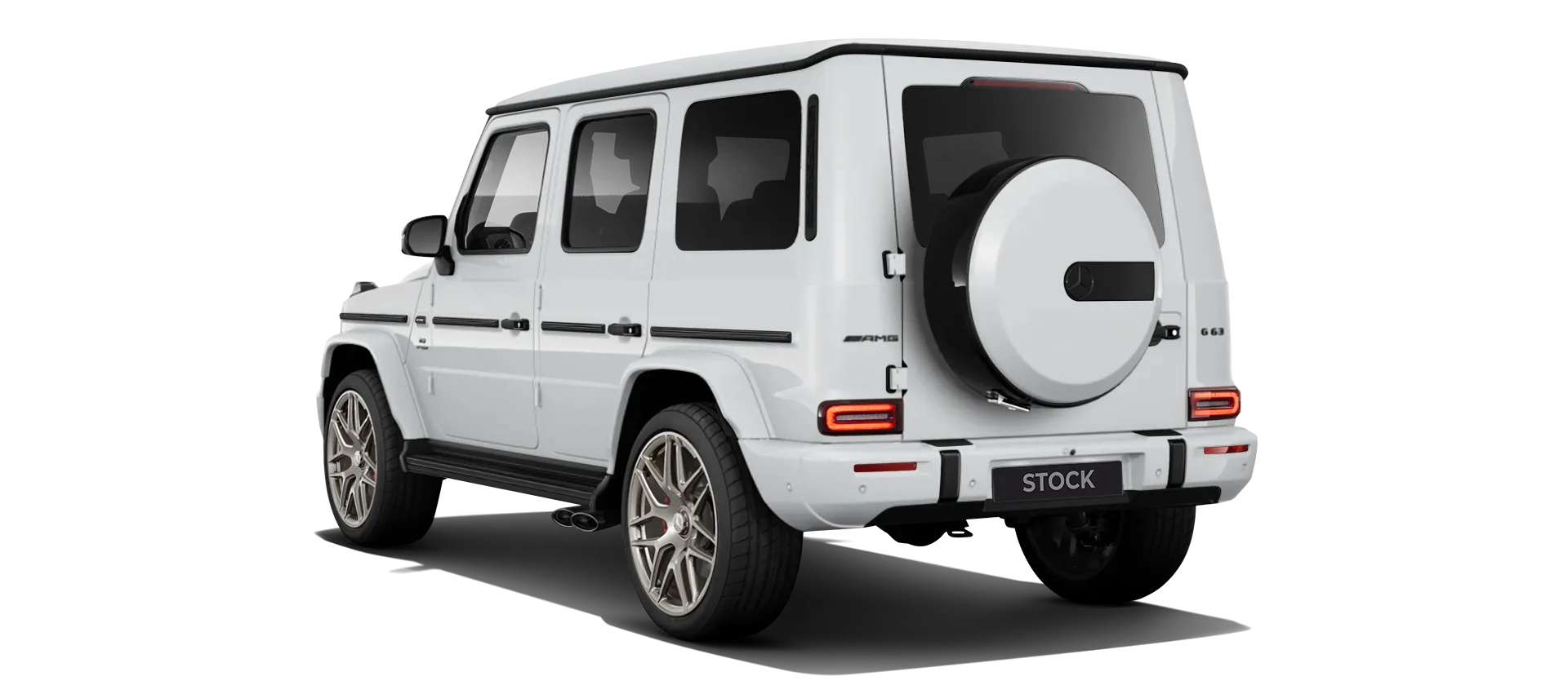 MERCEDES G 63 W463A FACELIFT 2024 - 2026 WIDEBODY stock rear view in Polar White color