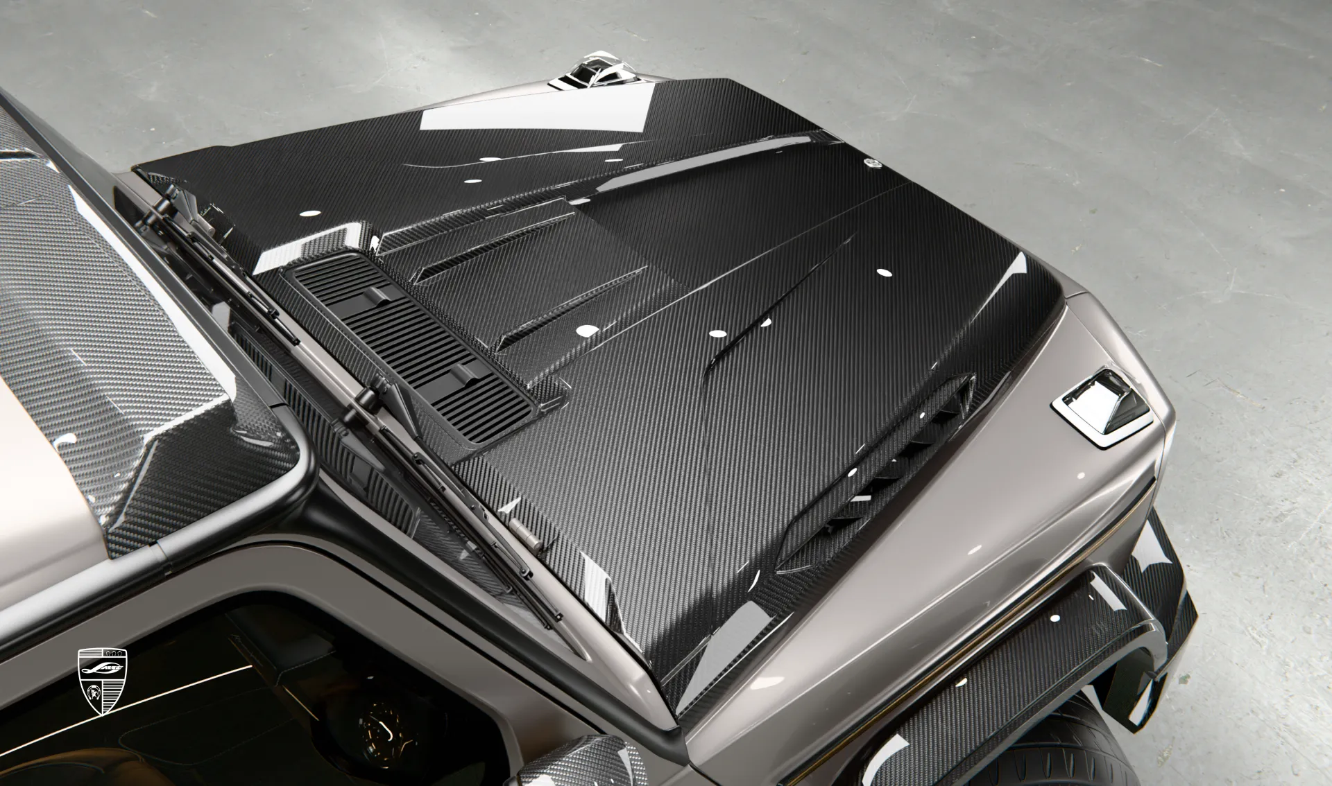 Hood upgrade for the family car wide AMG 63 G-Class Facelift from LARTE Design