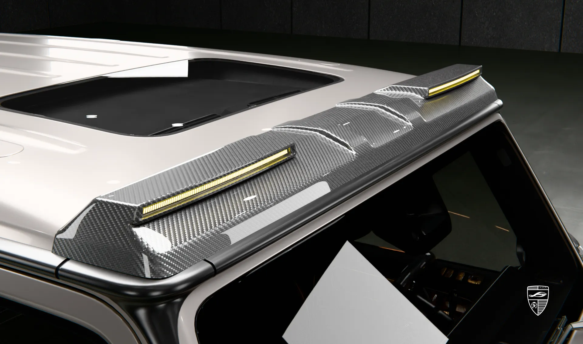 Roof light bar upgrade for the luxury car wide AMG 63 G-Class Facelift from LARTE Design