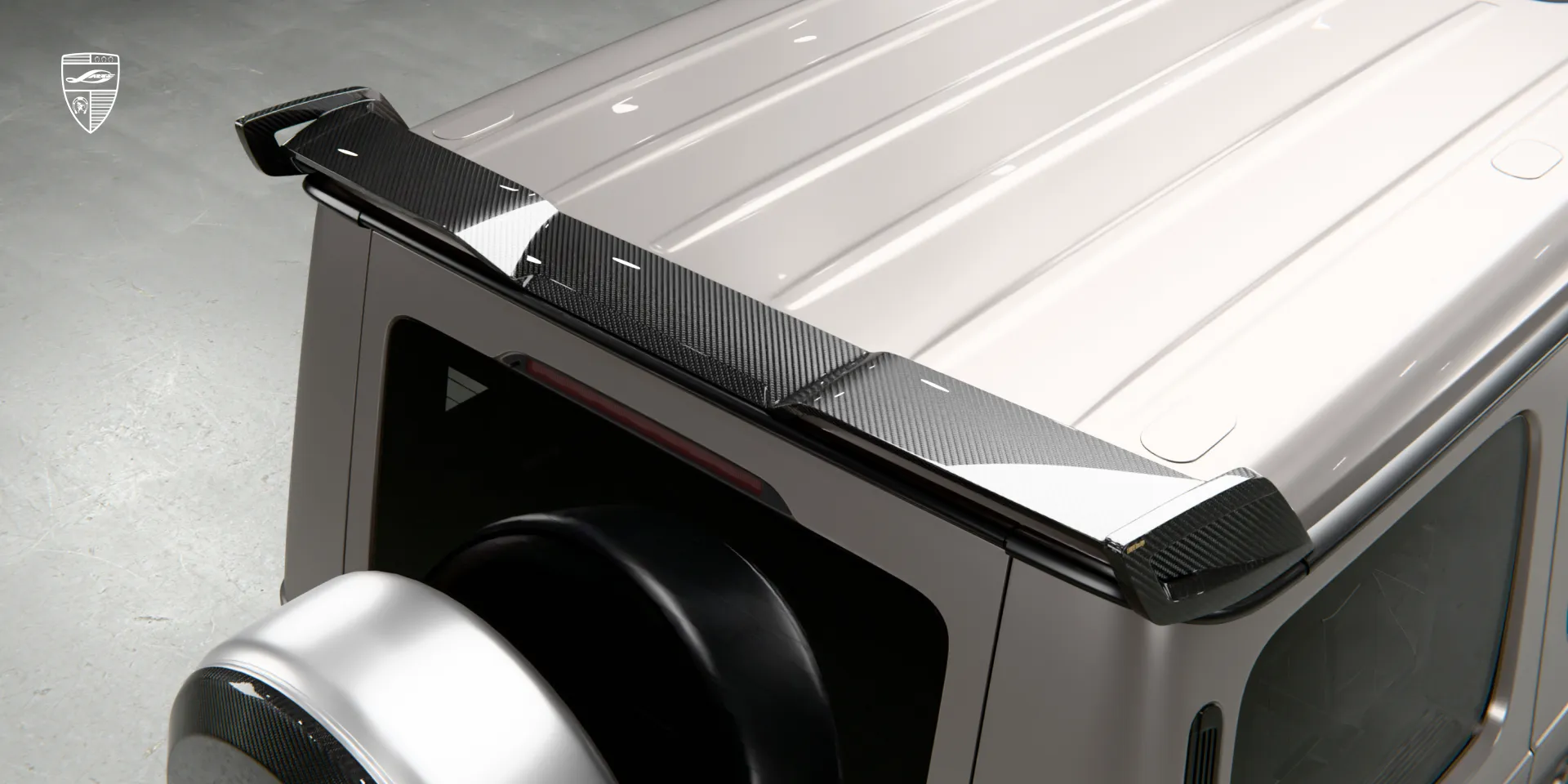Carbon spoiler on G 63 AMG facelift, rear roof view