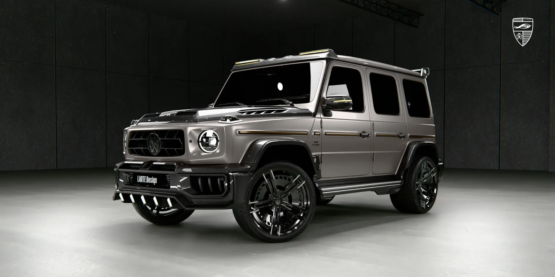 G 63 AMG facelift featuring widebody styling package, side view with wheel arches