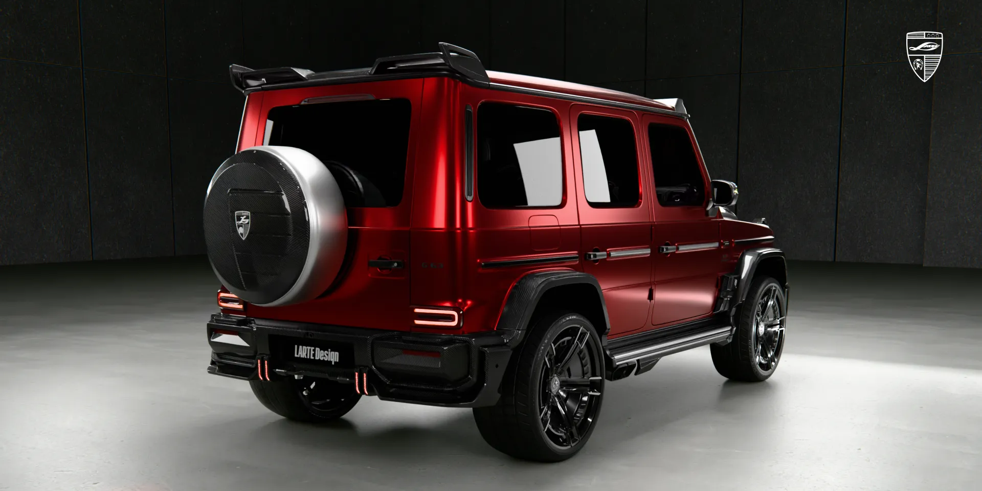 Rear widebody panel on AMG G 63, rear view with diffuser