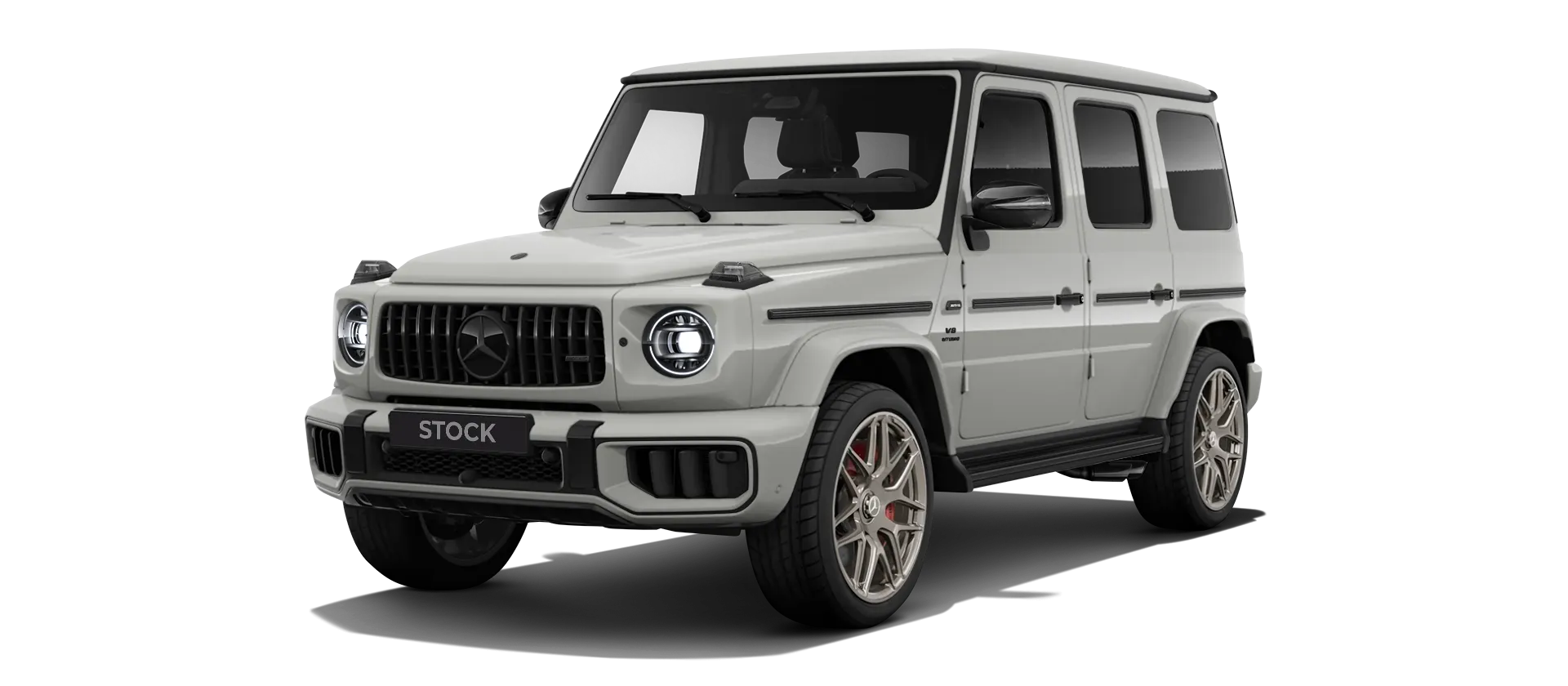 MERCEDES G 63 W463 FACELIFT 2024 - 2026 stock front view in Classic Grey color