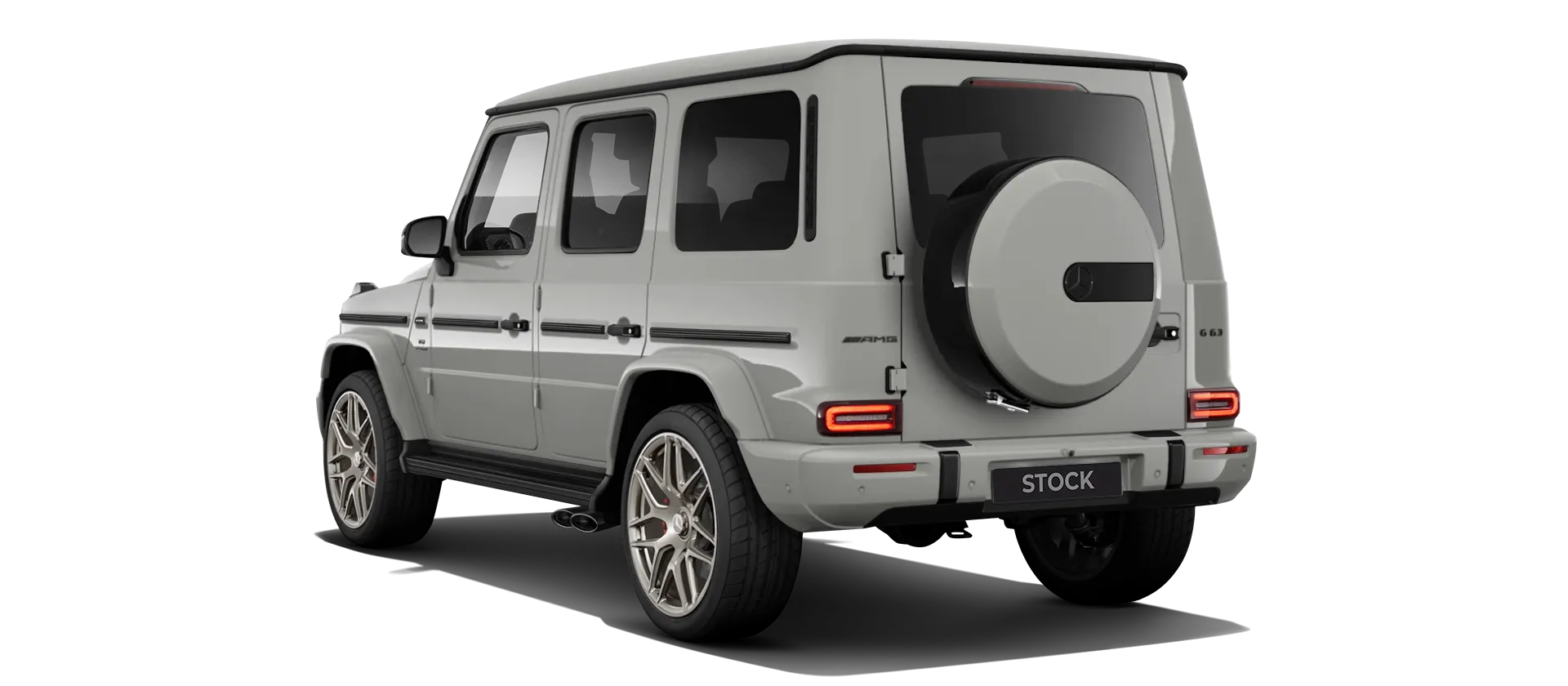 MERCEDES G 63 W463 FACELIFT 2024 - 2026 stock rear view in Classic Grey color