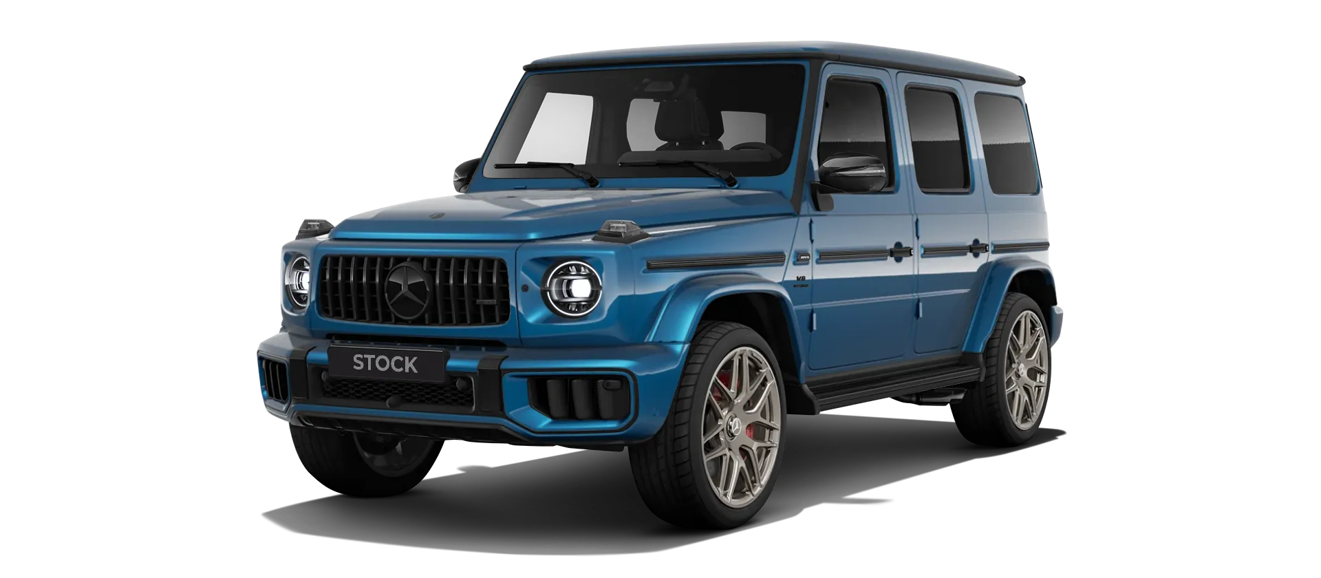MERCEDES G 63 W463 FACELIFT 2024 - 2026 stock front view in South Sea Blue color