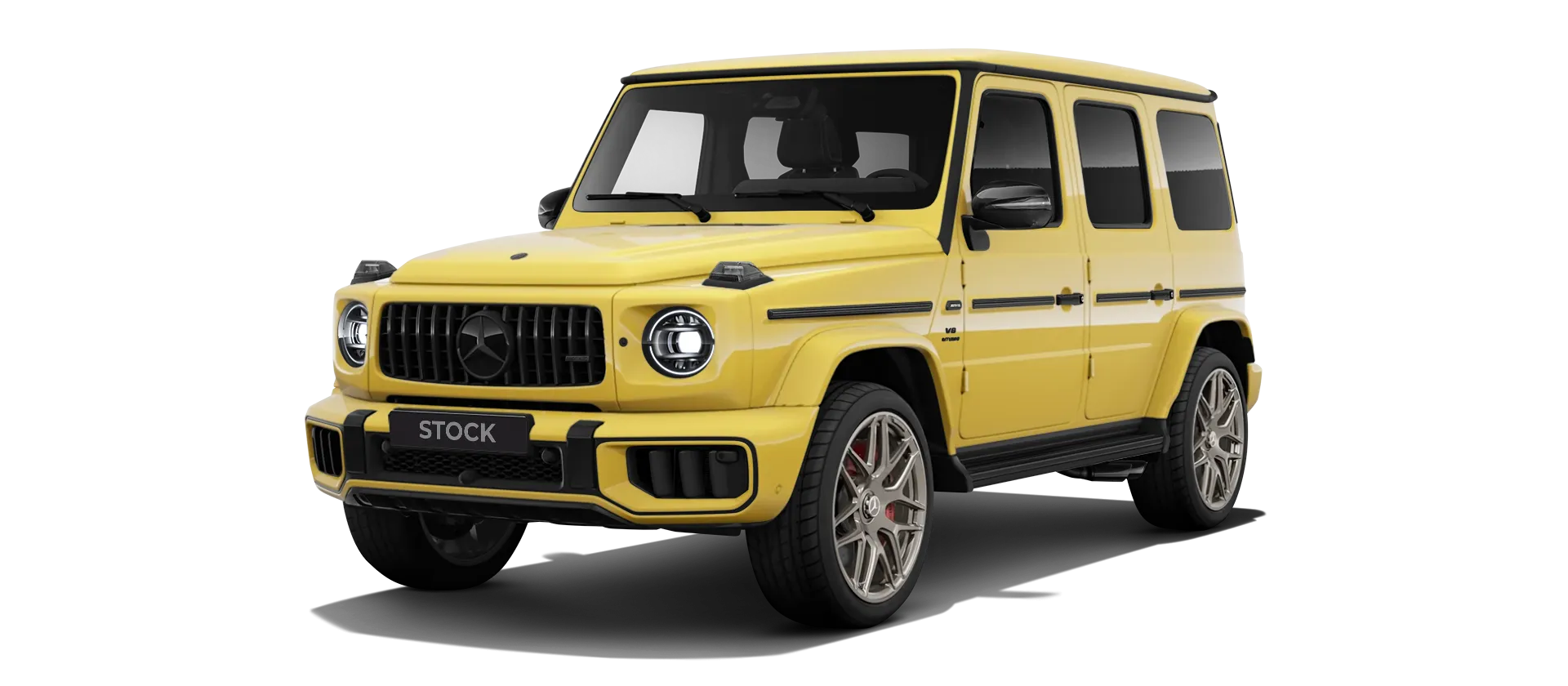 MERCEDES G 63 W463 FACELIFT 2024 - 2026 stock front view in Sun Yellow color