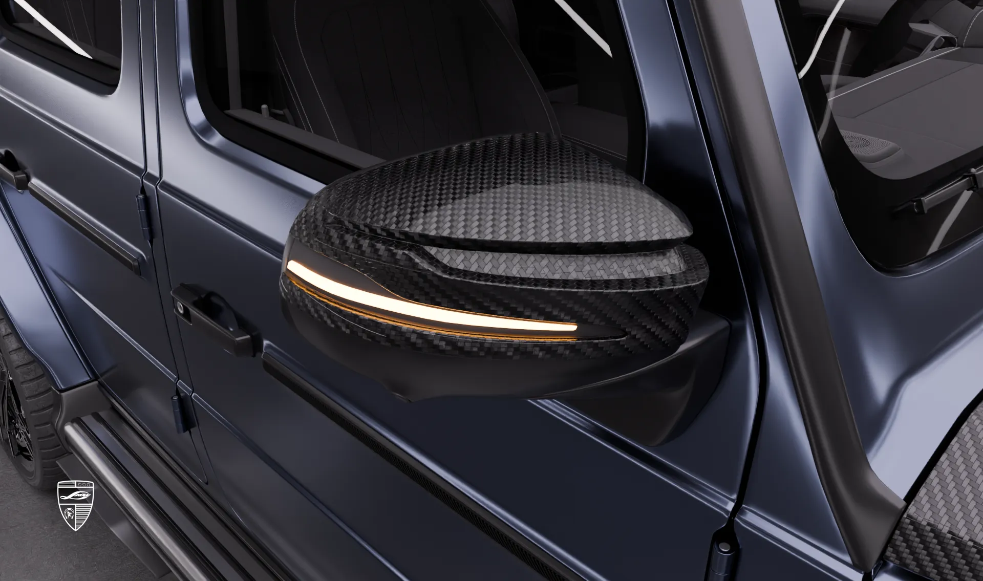 Mirror caps upgrade for the luxury car Mercedes AMG 63 G-Class Facelift from LARTE Design