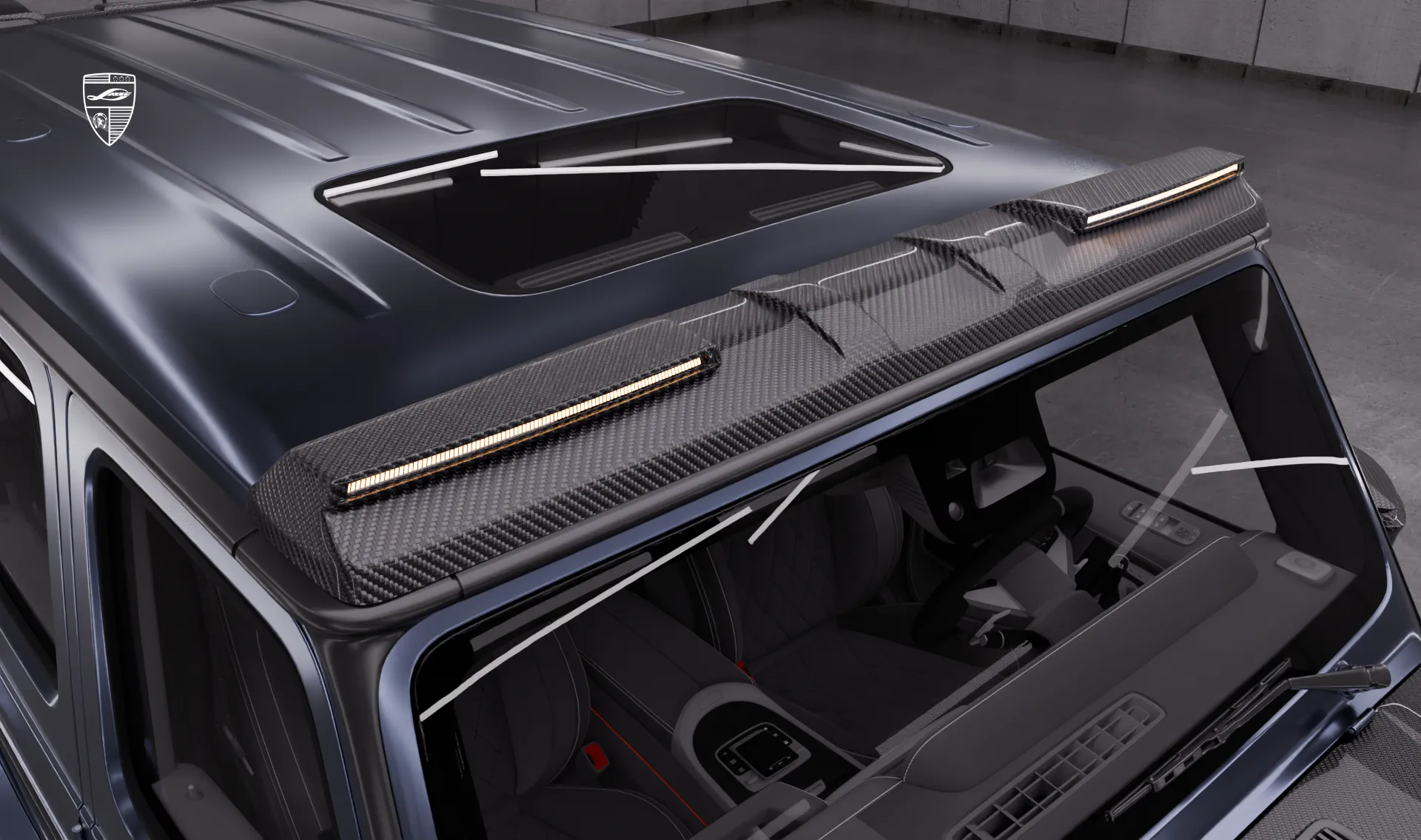 Roof light bar upgrade for the luxury car Mercedes AMG 63 G-Class Facelift from LARTE Design