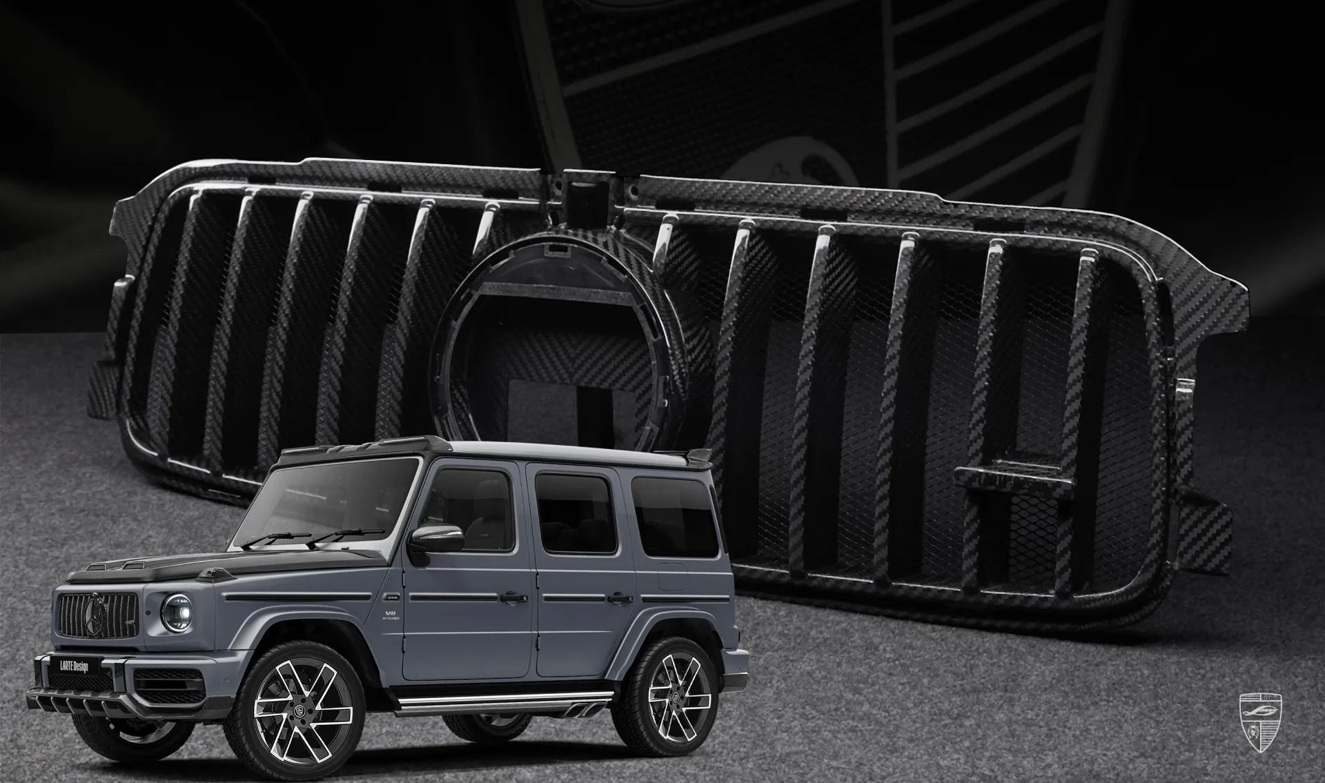 Carbon grille trim for your Mercedes G63 AMG W463 in a conversion kit from LARTE Design