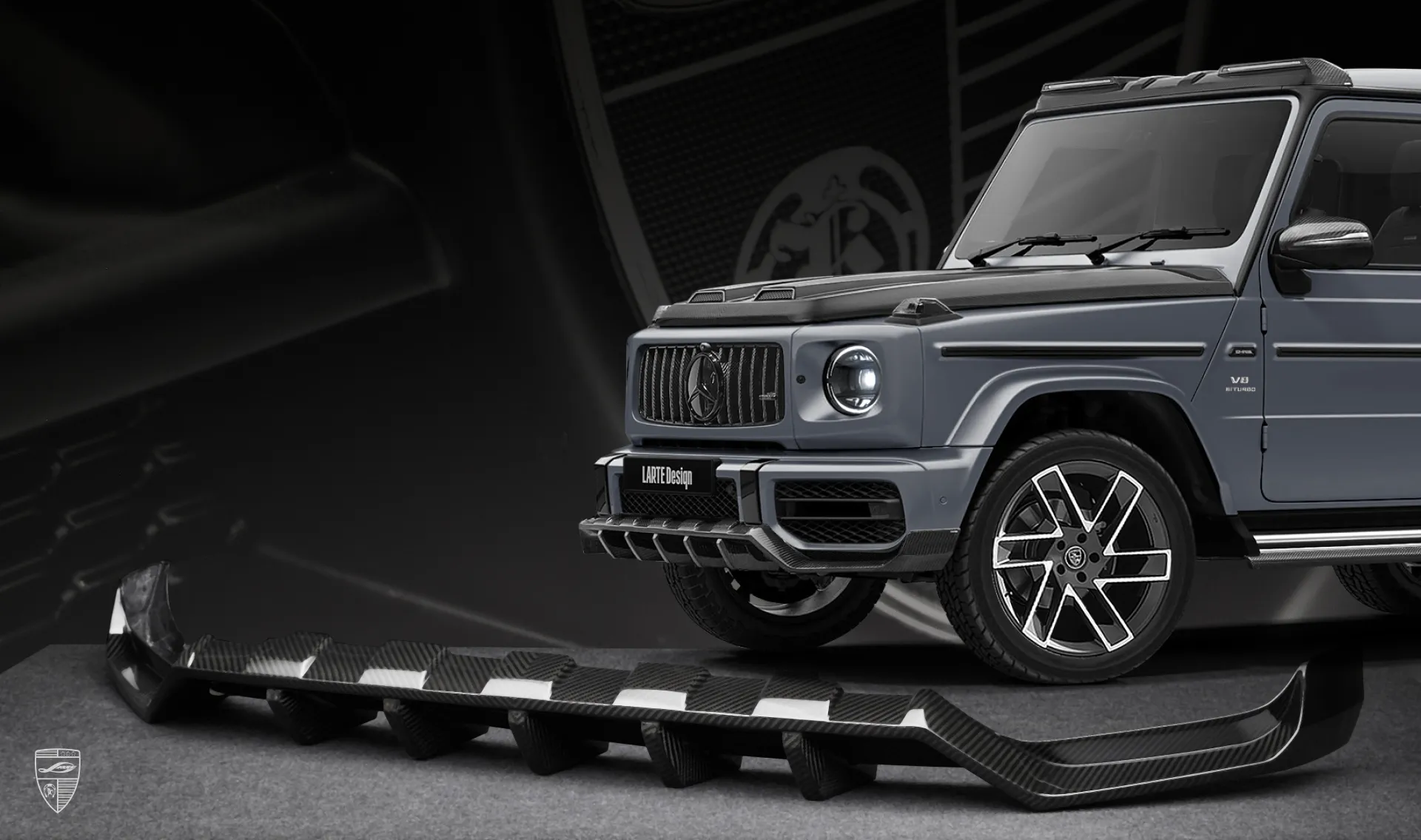 Carbon front lip upgrade for the luxury car Mercedes G63 AMG W463 from LARTE Design