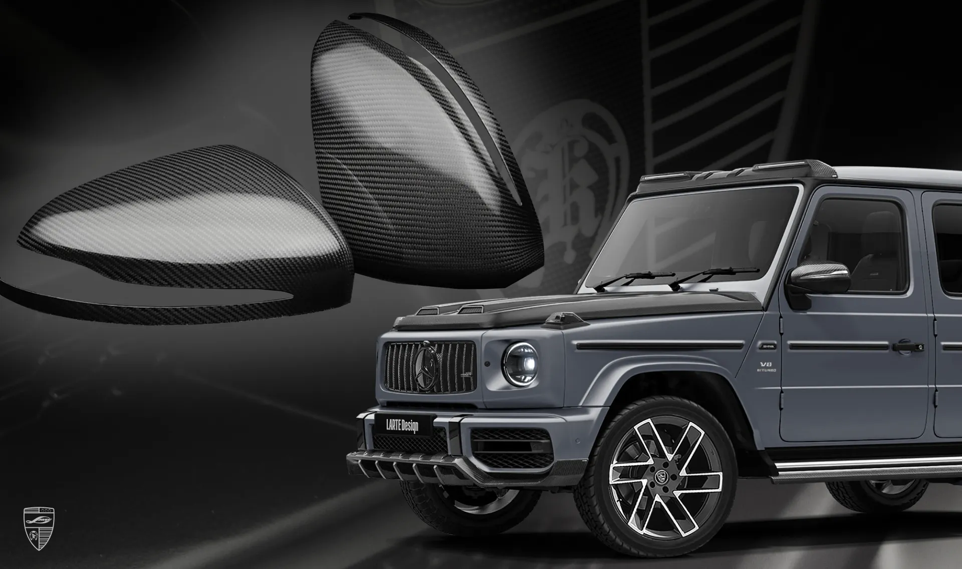 Carbon mirror caps for your Mercedes G63 AMG W463 in a conversion kit from LARTE Design