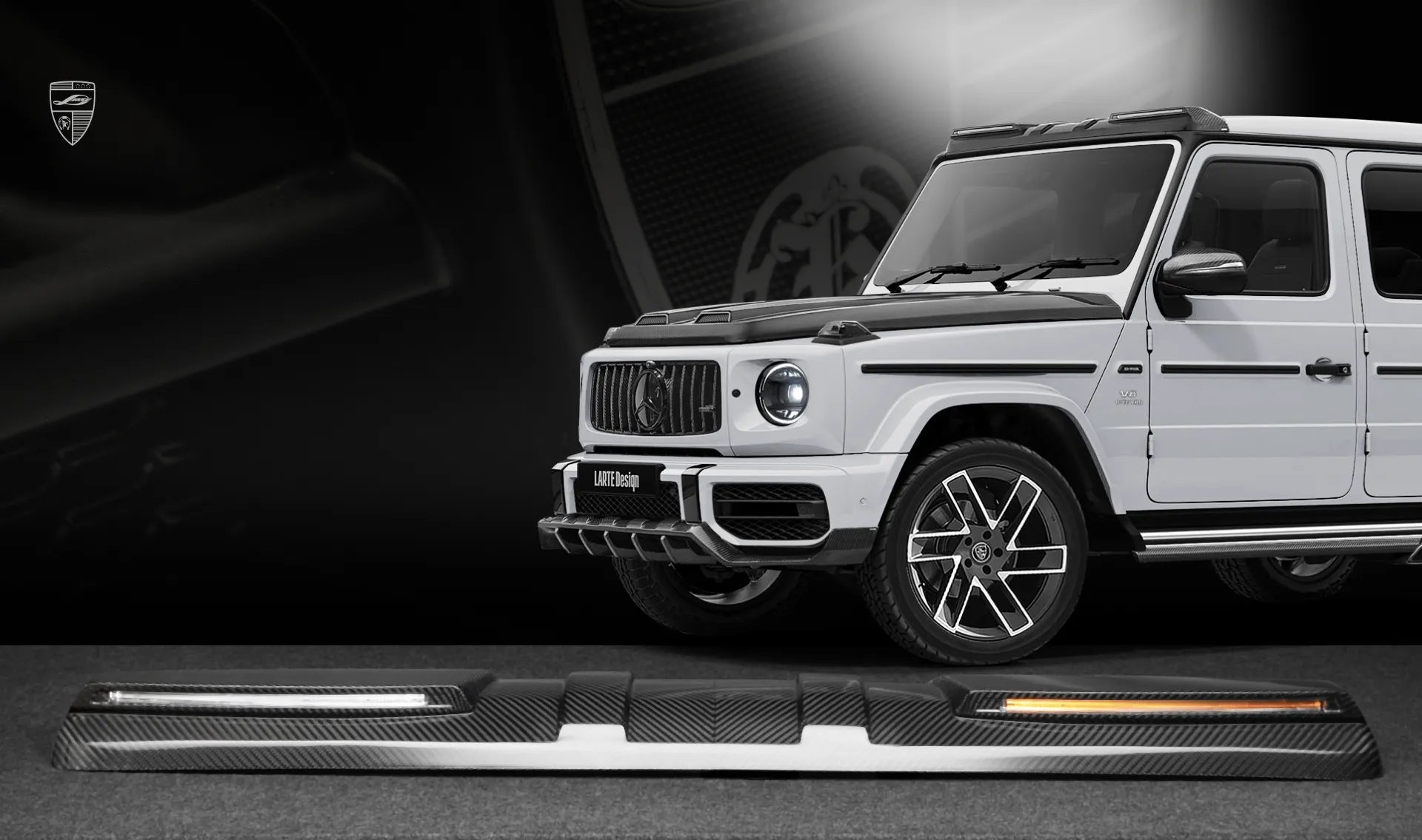 Roof trim upgrade for the luxury car Mercedes G63 AMG W463 from LARTE Design