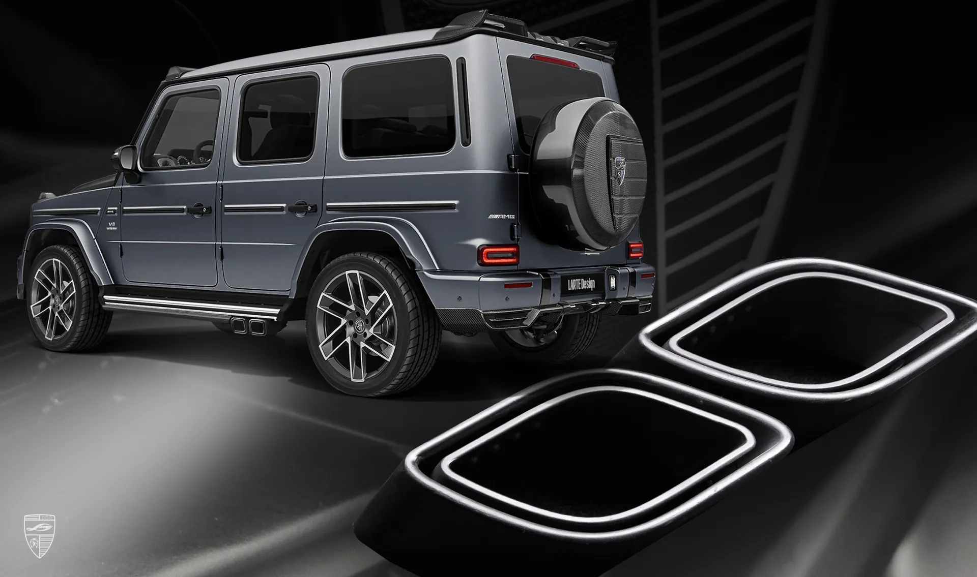 Tailpipe tips for your Mercedes G63 AMG W463 in a conversion kit from LARTE Design