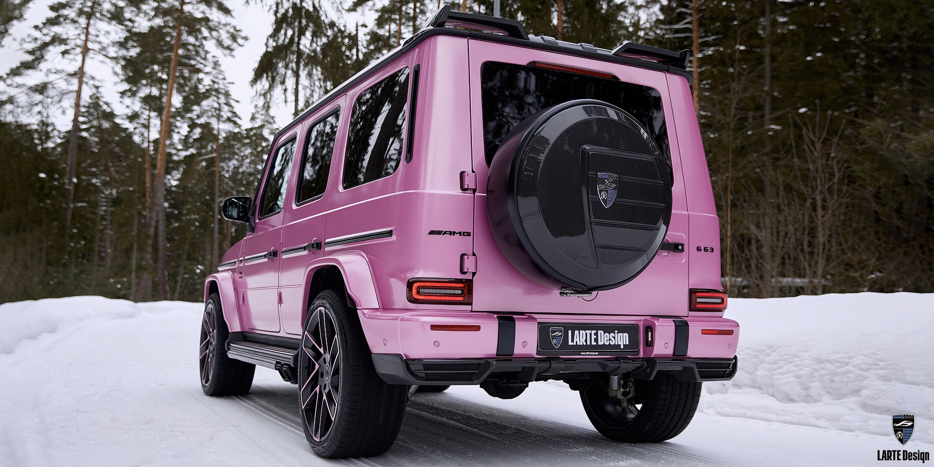 Buy carbon fiber Rear bumper diffuser for Mercedes-Benz G-Class G500 W463 in a wrap pink 2022